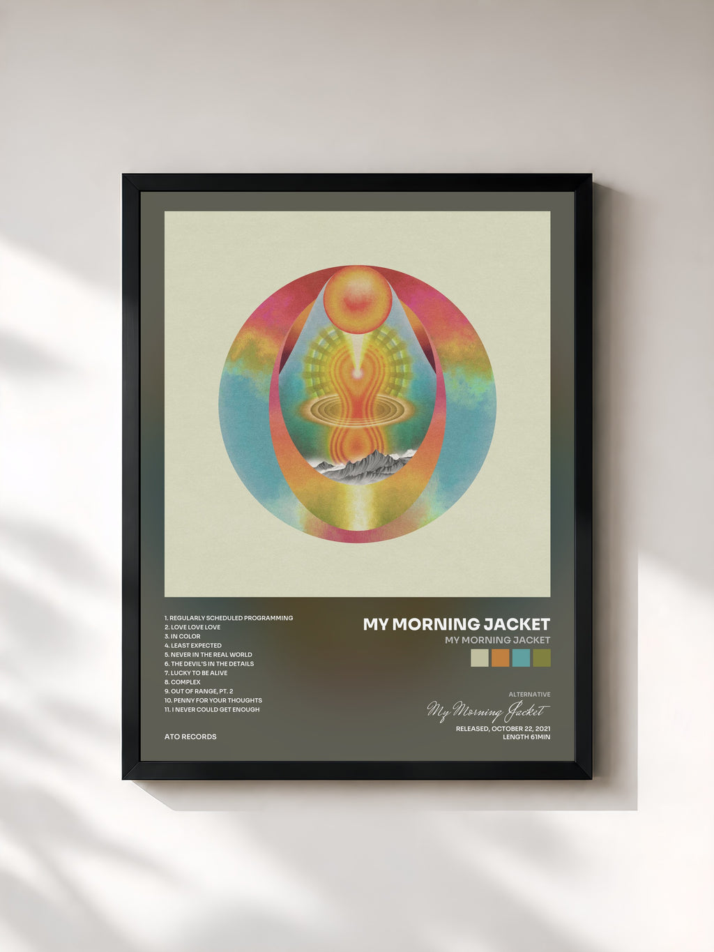 #noir Tableau de l'album My Morning Jacket de My Morning Jacket, cadre noir, imprimé et encadré en France