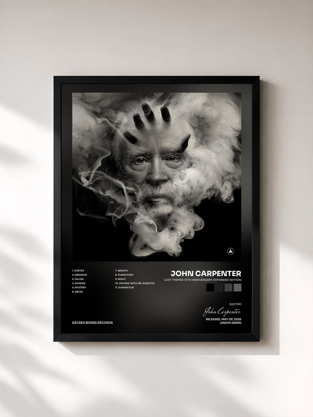 #noir Tableau de l'album Lost Themes 10th Anniversary Expanded Edition de John Carpenter, cadre noir, imprimé et encadré en France
