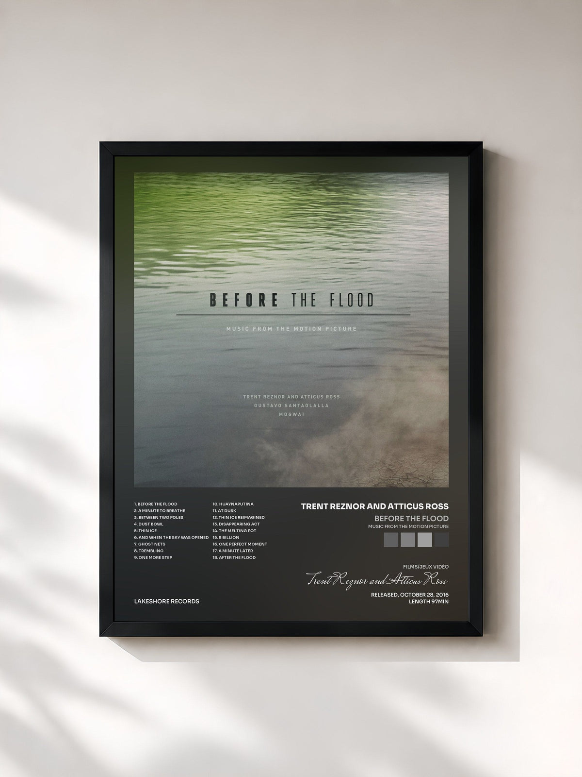 #noir Tableau de l'album Before the Flood (Music from the Motion Picture) de Trent Reznor and Atticus Ross, cadre noir, imprimé et encadré en France