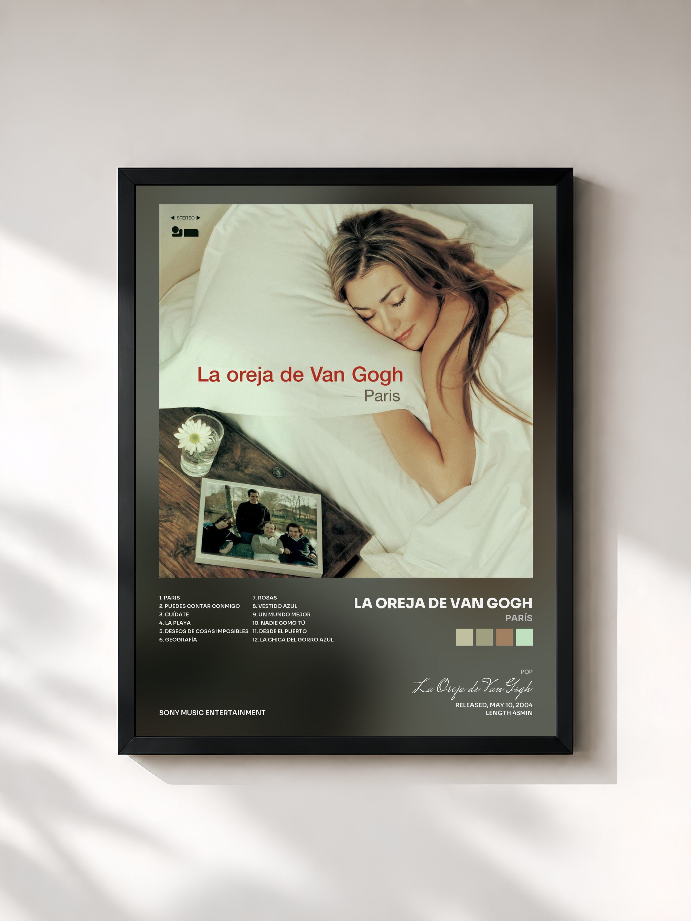 #noir Tableau de l'album París de La Oreja de Van Gogh, cadre noir, imprimé et encadré en France