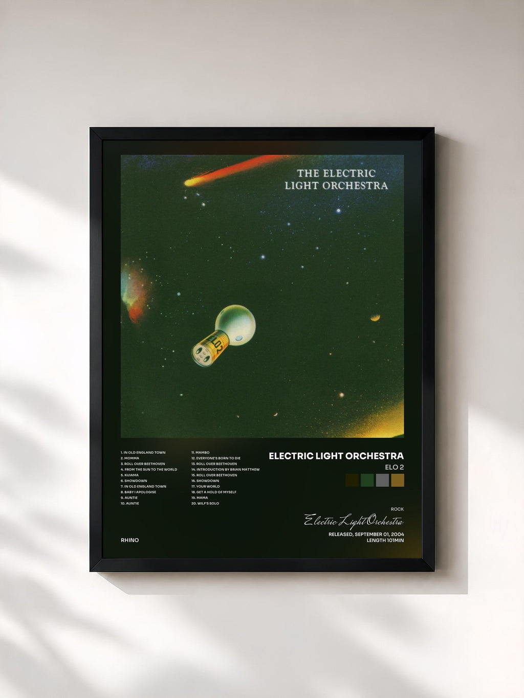 #noir ELO 2 di Electric Light Orchestra in stampa incorniciata, cornice nera, stampata e incorniciata in Francia