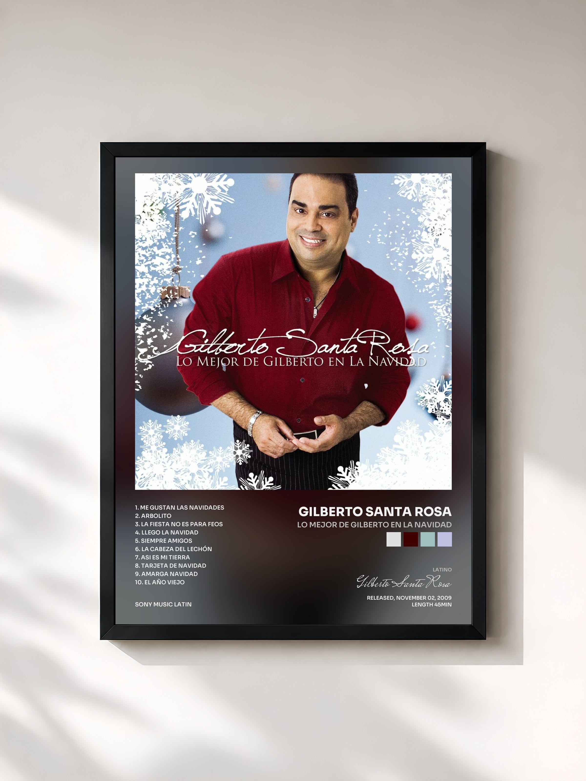 #noir Tableau de l'album Lo Mejor De Gilberto En La Navidad de Gilberto Santa Rosa, cadre noir, imprimé et encadré en France