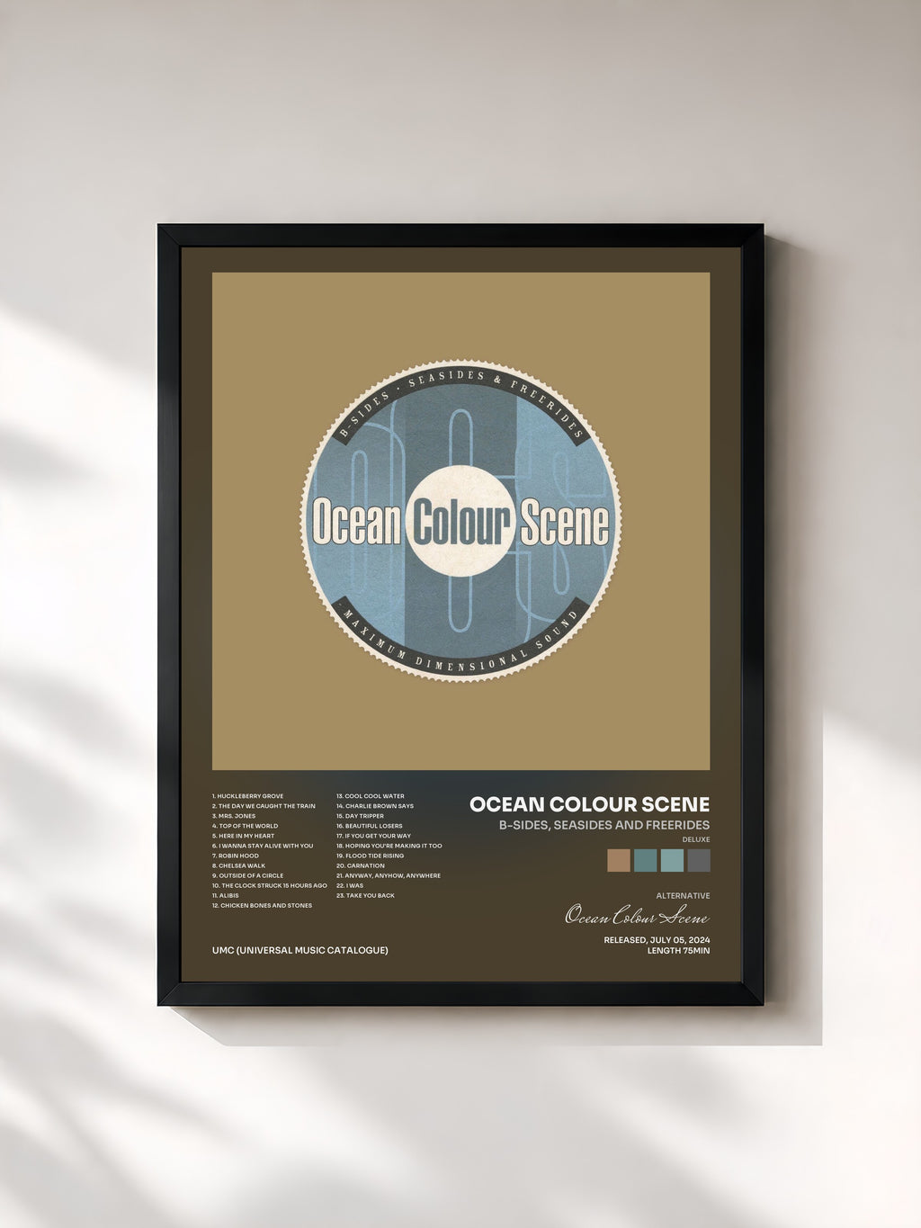 #noir Tableau de l'album B-Sides, Seasides And Freerides (Deluxe) de Ocean Colour Scene, cadre noir, imprimé et encadré en France