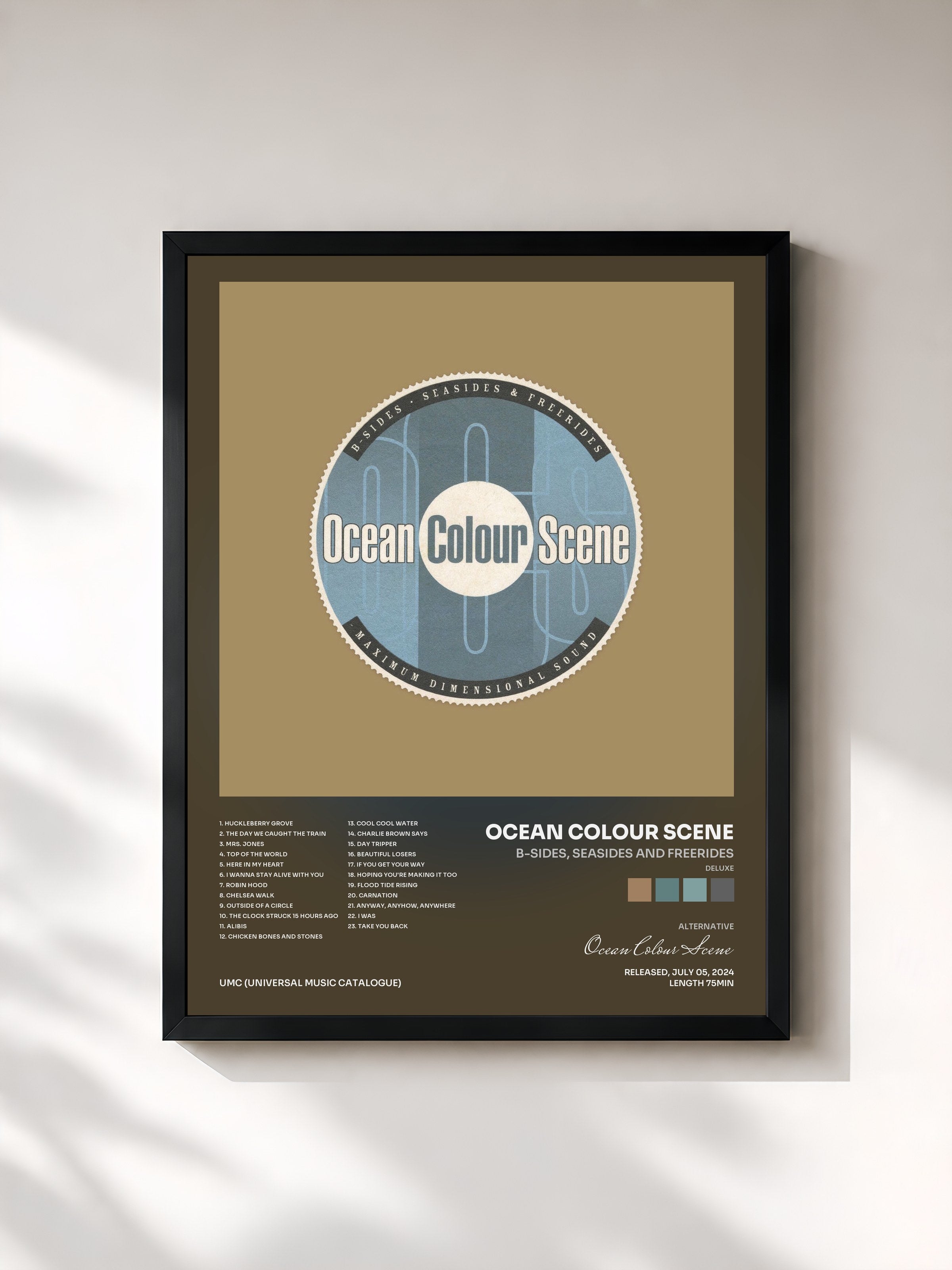 #noir Tableau de l'album B-Sides, Seasides And Freerides (Deluxe) de Ocean Colour Scene, cadre noir, imprimé et encadré en France