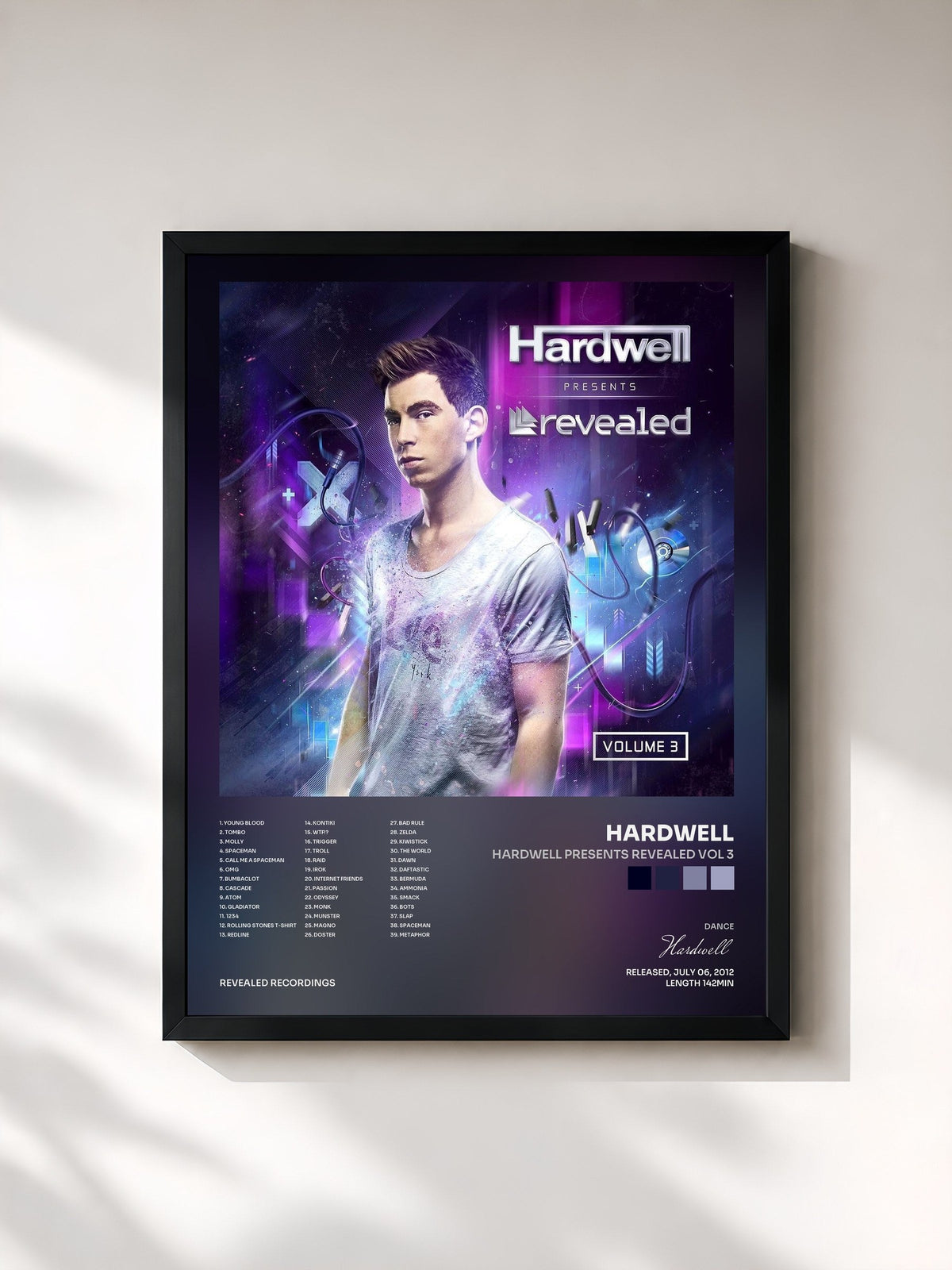 #noir Tableau de l'album Hardwell Presents Revealed Vol 3 de Hardwell, cadre noir, imprimé et encadré en France
