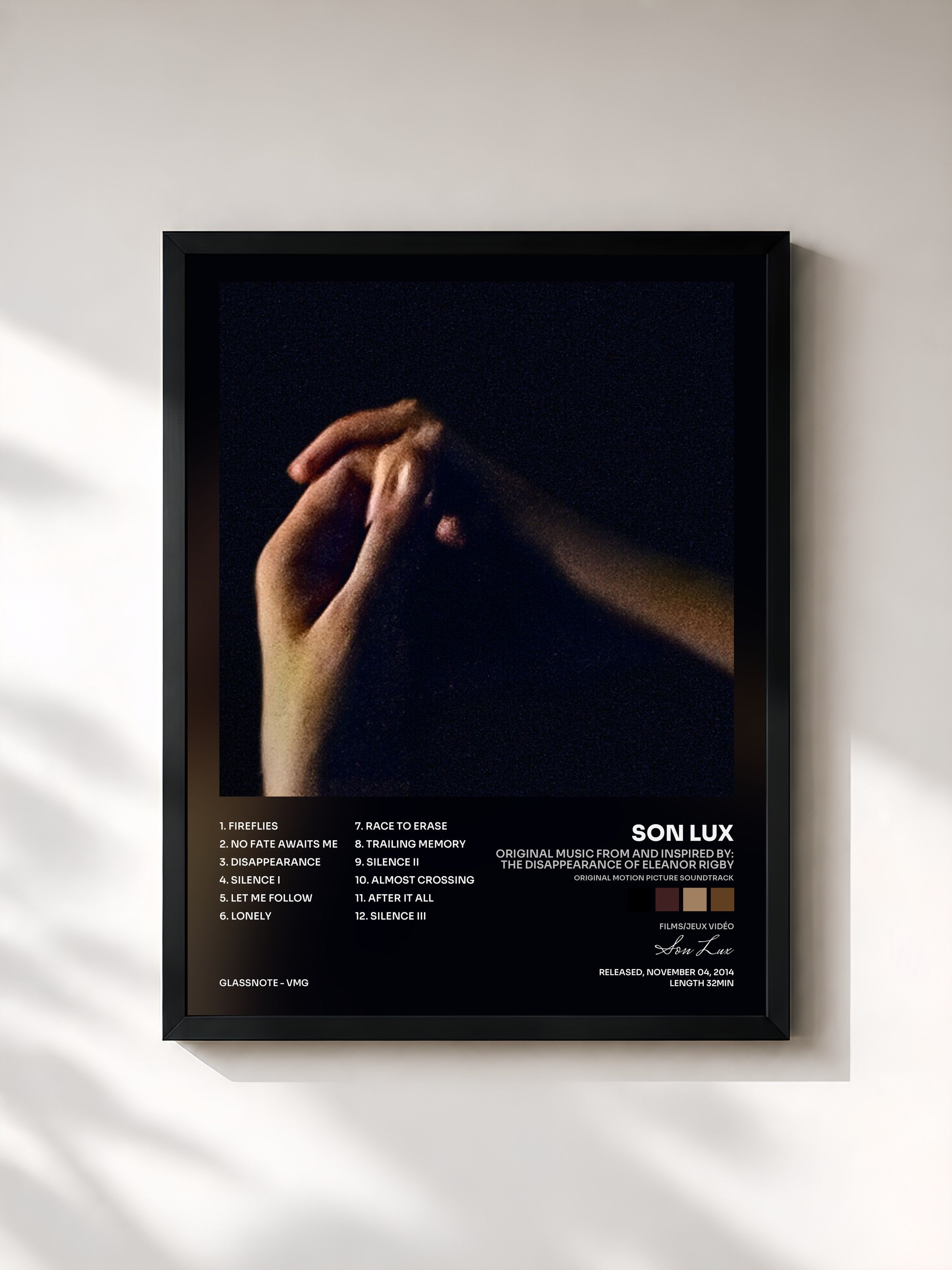 #noir Tableau de l'album Original Music from and Inspired By: The Disappearance of Eleanor Rigby (Original Motion Picture Soundtrack) de Son Lux, cadre noir, imprimé et encadré en France