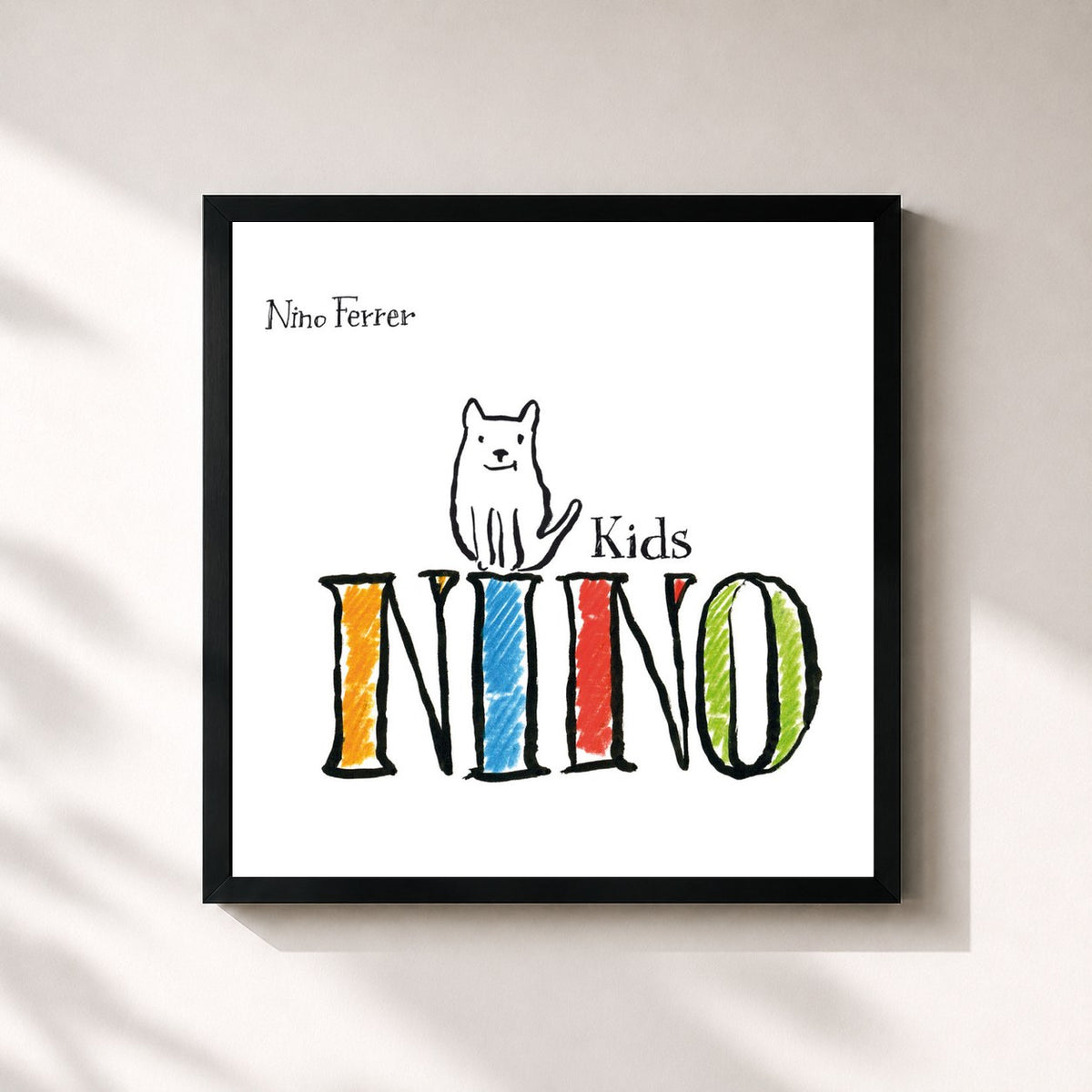 #noir Tableau carré de l'album Nino Kids de Nino Ferrer, cadre noir 32x32 cm