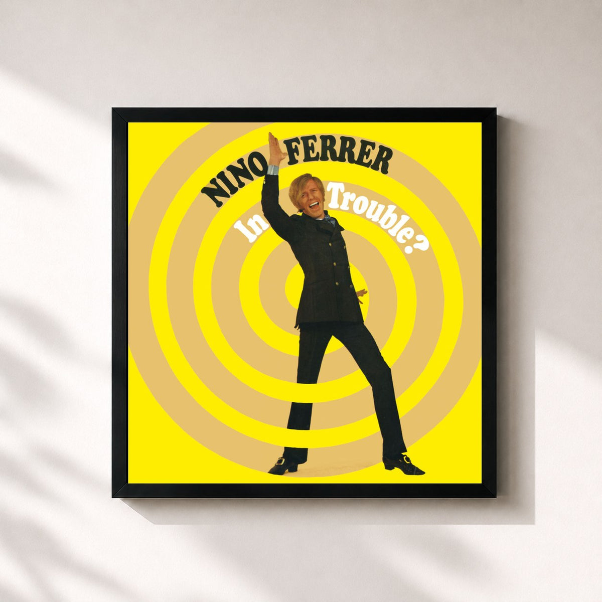 #noir Tableau carré de l'album Les EP 1969 - 1970 de Nino Ferrer, cadre noir 32x32 cm