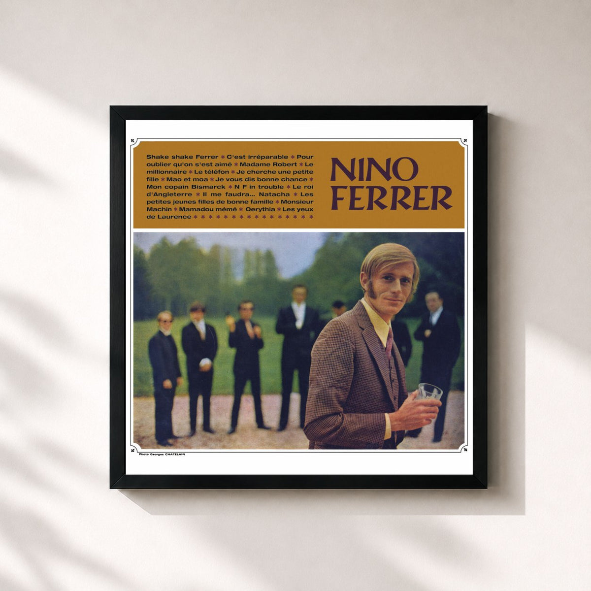 #noir Tableau carré de l'album Nino Ferrer (Les EP 1966 - 1968) de Nino Ferrer, cadre noir 32x32 cm