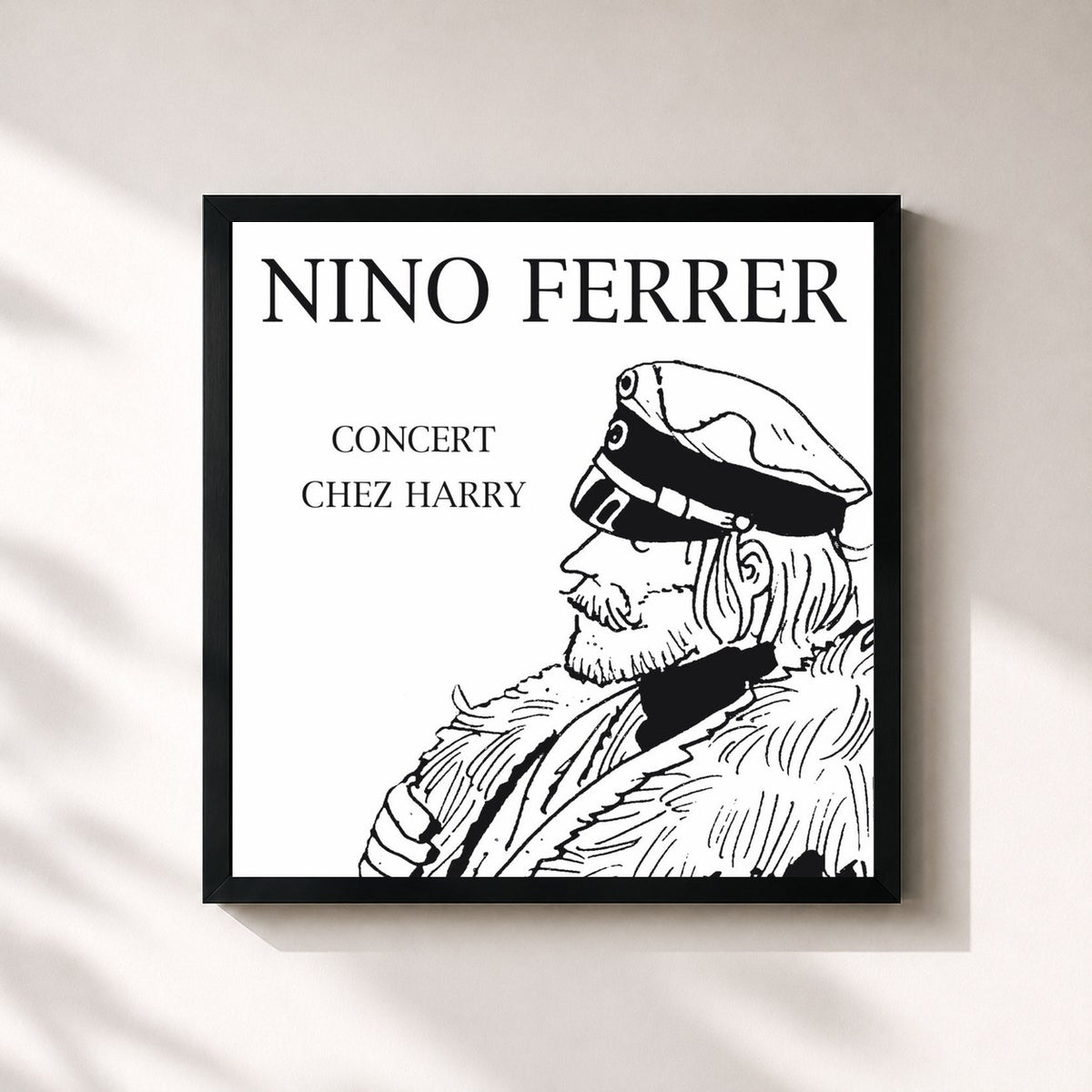 #noir Tableau carré de l'album Concert Chez Harry de Nino Ferrer, cadre noir 32x32 cm