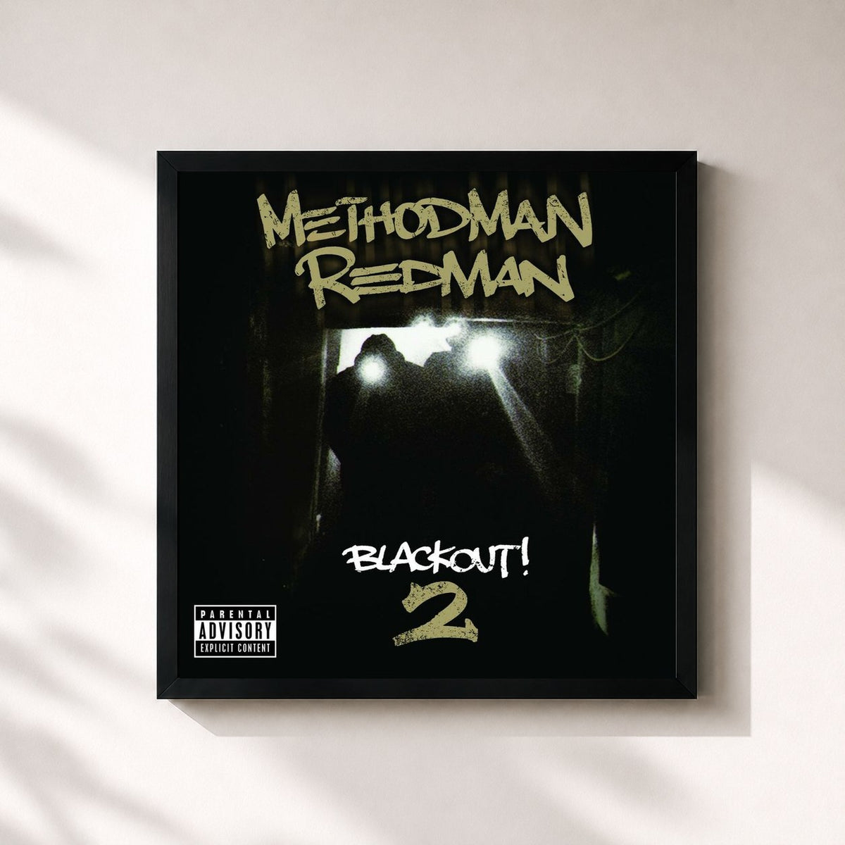 #noir Tableau carré de l'album Blackout! 2 de Method Man, cadre noir 32x32 cm