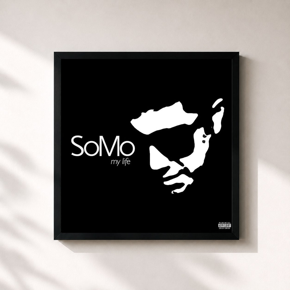 #noir My Life de SoMo en lámina cuadrada enmarcada, marco negro de 32x32 cm
