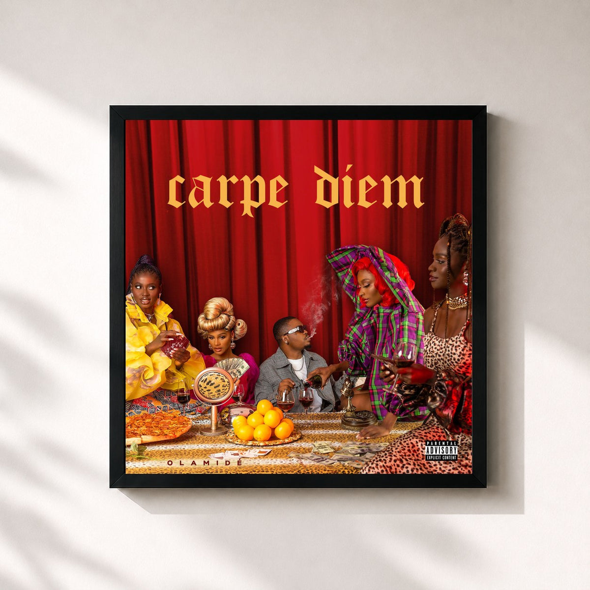 #noir Tableau carré de l'album Carpe Diem de Olamide, cadre noir 32x32 cm