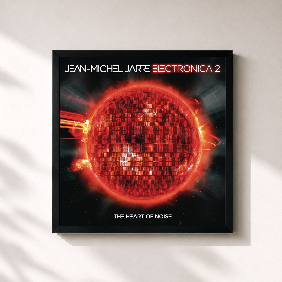 #noir Tableau carré de l'album Electronica 2: The Heart of Noise de Jean-Michel Jarre, cadre noir 32x32 cm