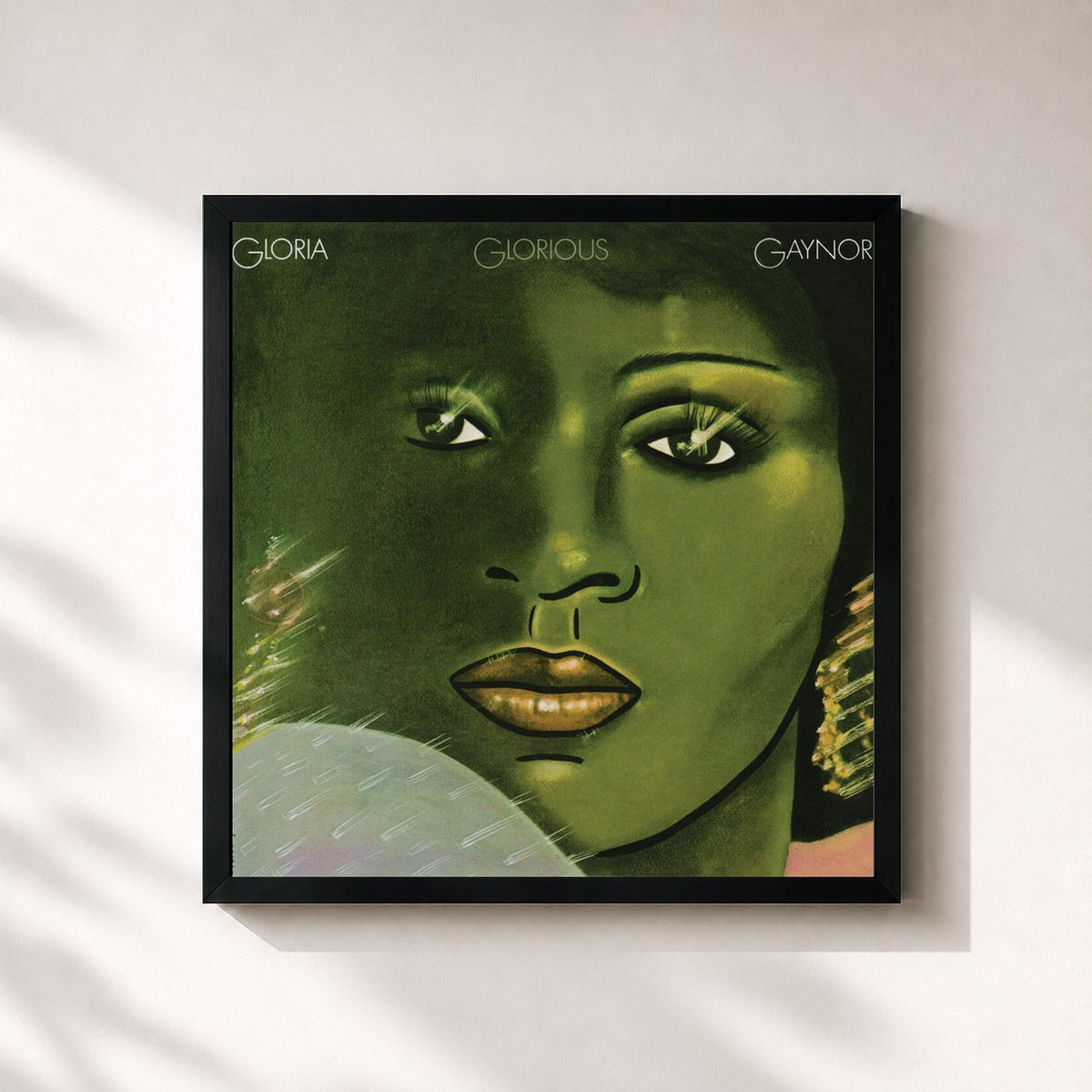 #noir Tableau carré de l'album Glorious (Expanded Edition) de Gloria Gaynor, cadre noir 32x32 cm