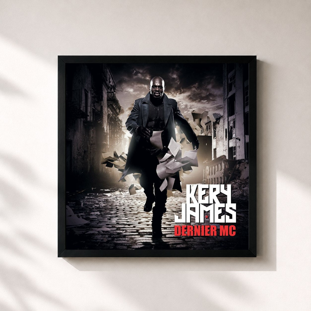 #noir Tableau carré de l'album Dernier MC de Kery James, cadre noir 32x32 cm