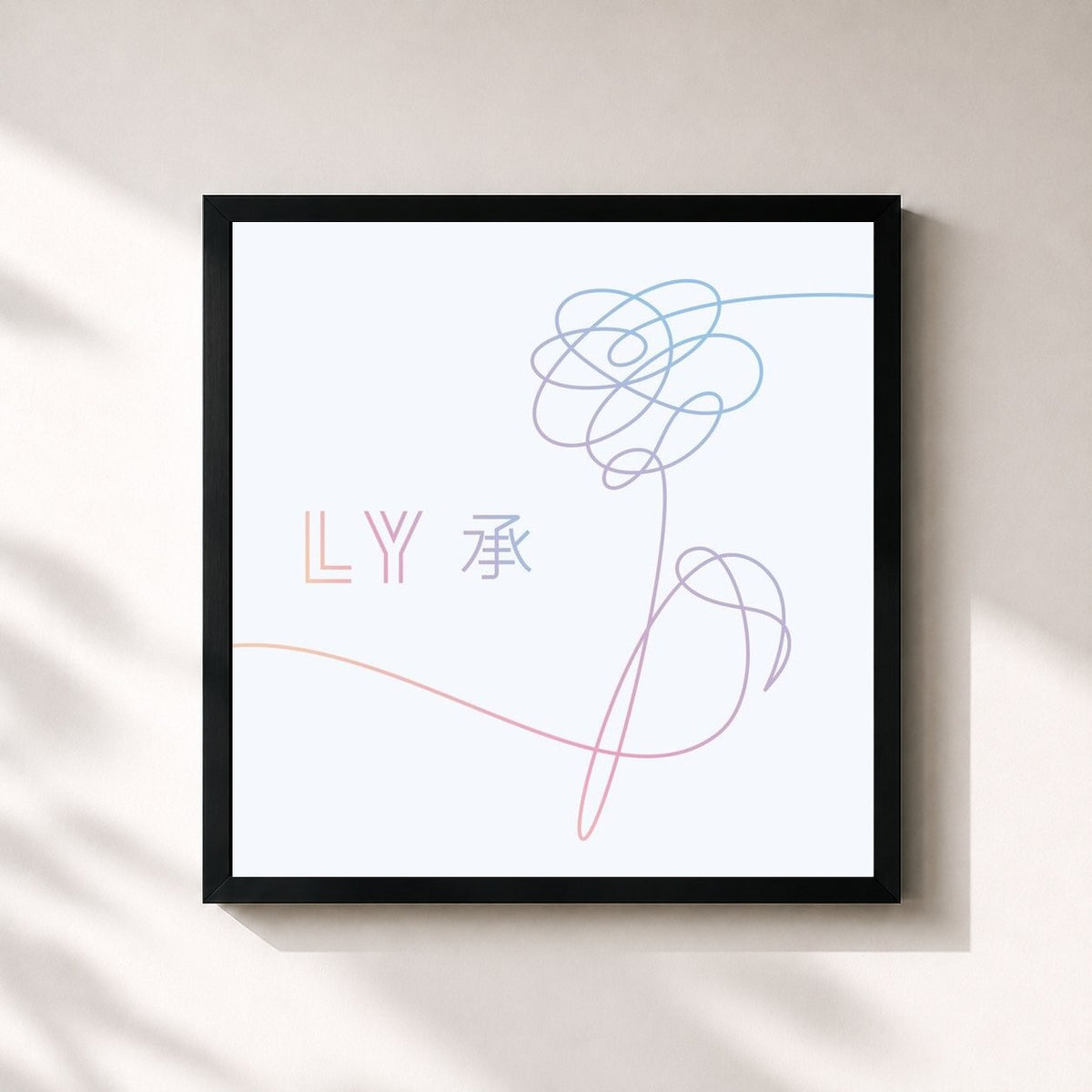 #noir Tableau carré de l'album Love Yourself 承 'Her' de BTS, cadre noir 32x32 cm