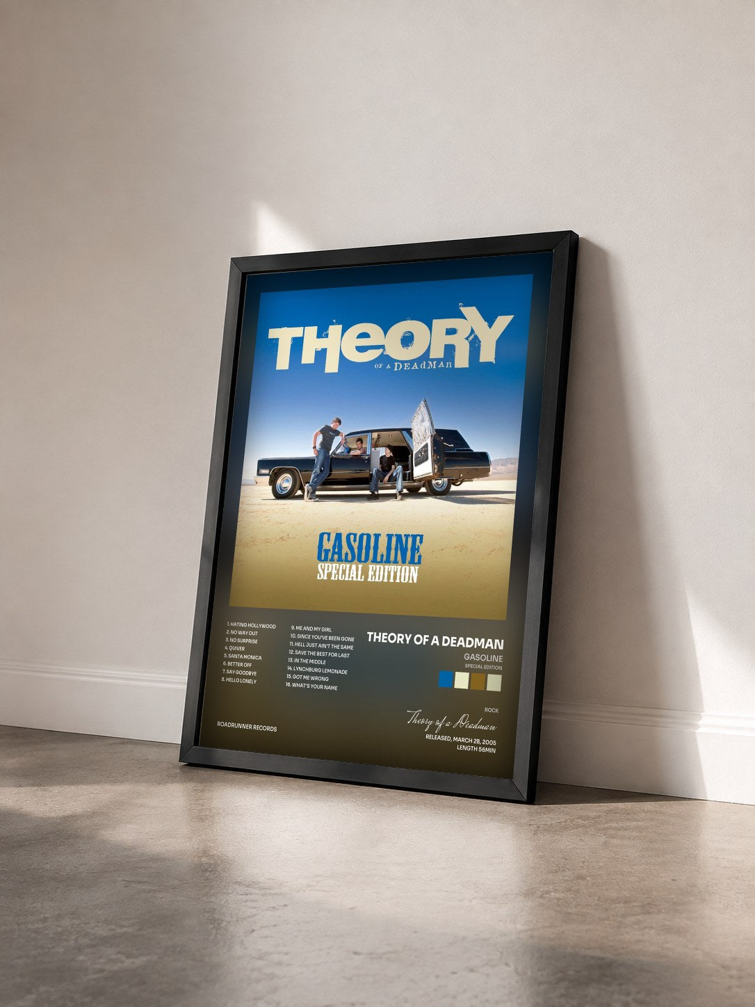 #noir Tableau de l'album Gasoline (Special Edition) de Theory of a Deadman vu de trois quarts, cadre noir