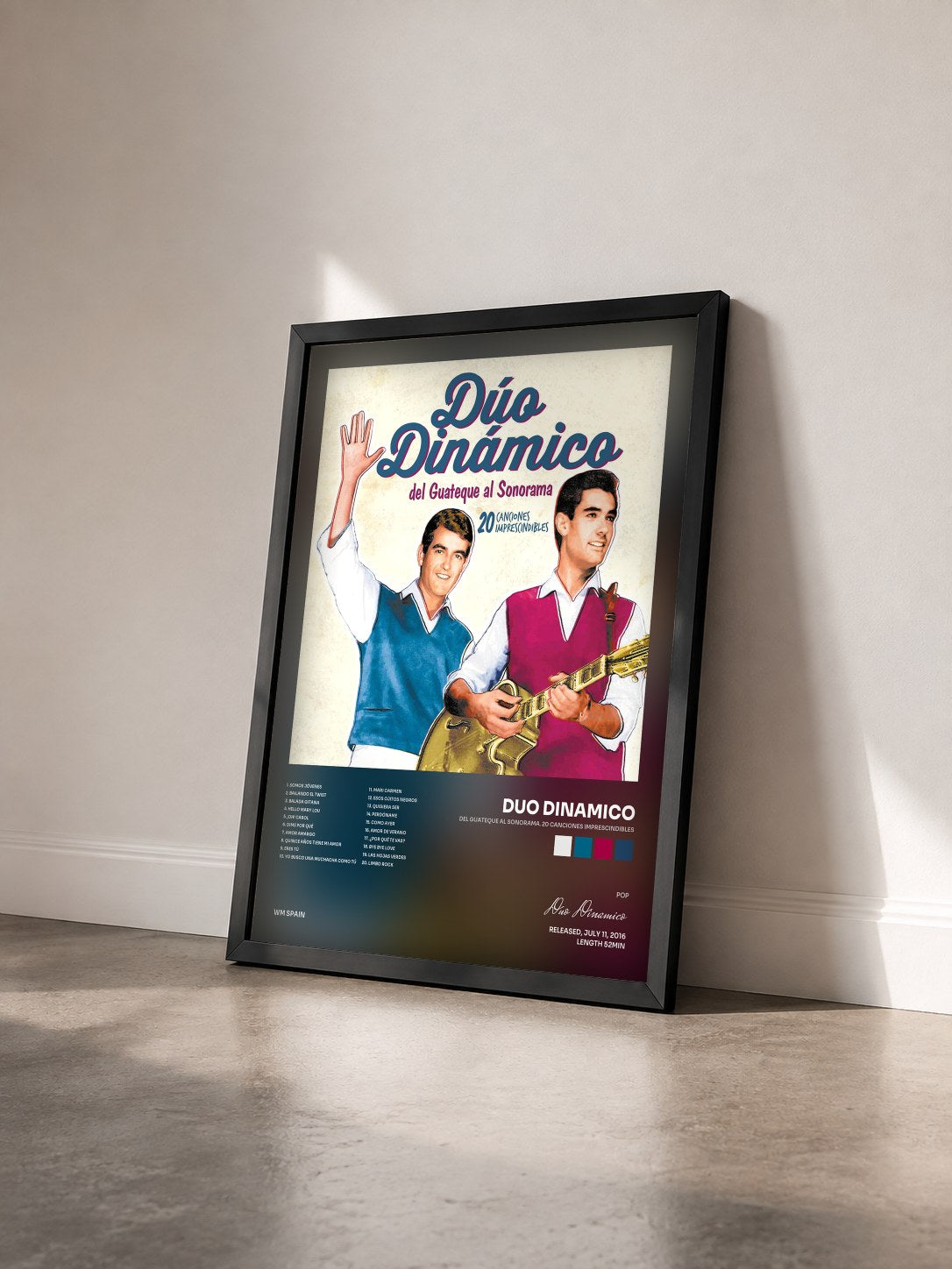 #noir Tableau de l'album Del guateque al Sonorama. 20 Canciones Imprescindibles de Duo Dinamico vu de trois quarts, cadre noir