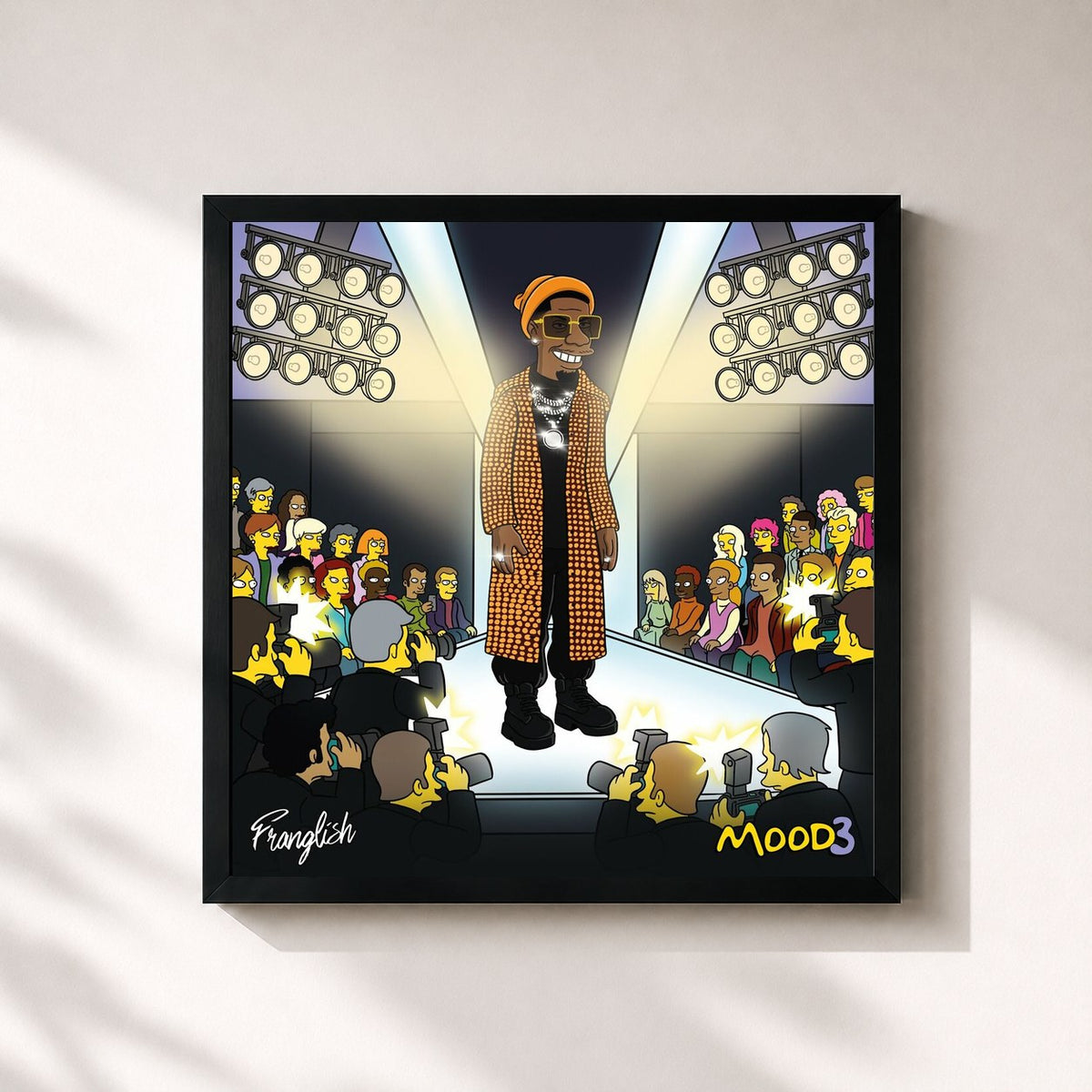 #noir Tableau carré de l'album MOOD3 (Glish) de Franglish, cadre noir 32x32 cm