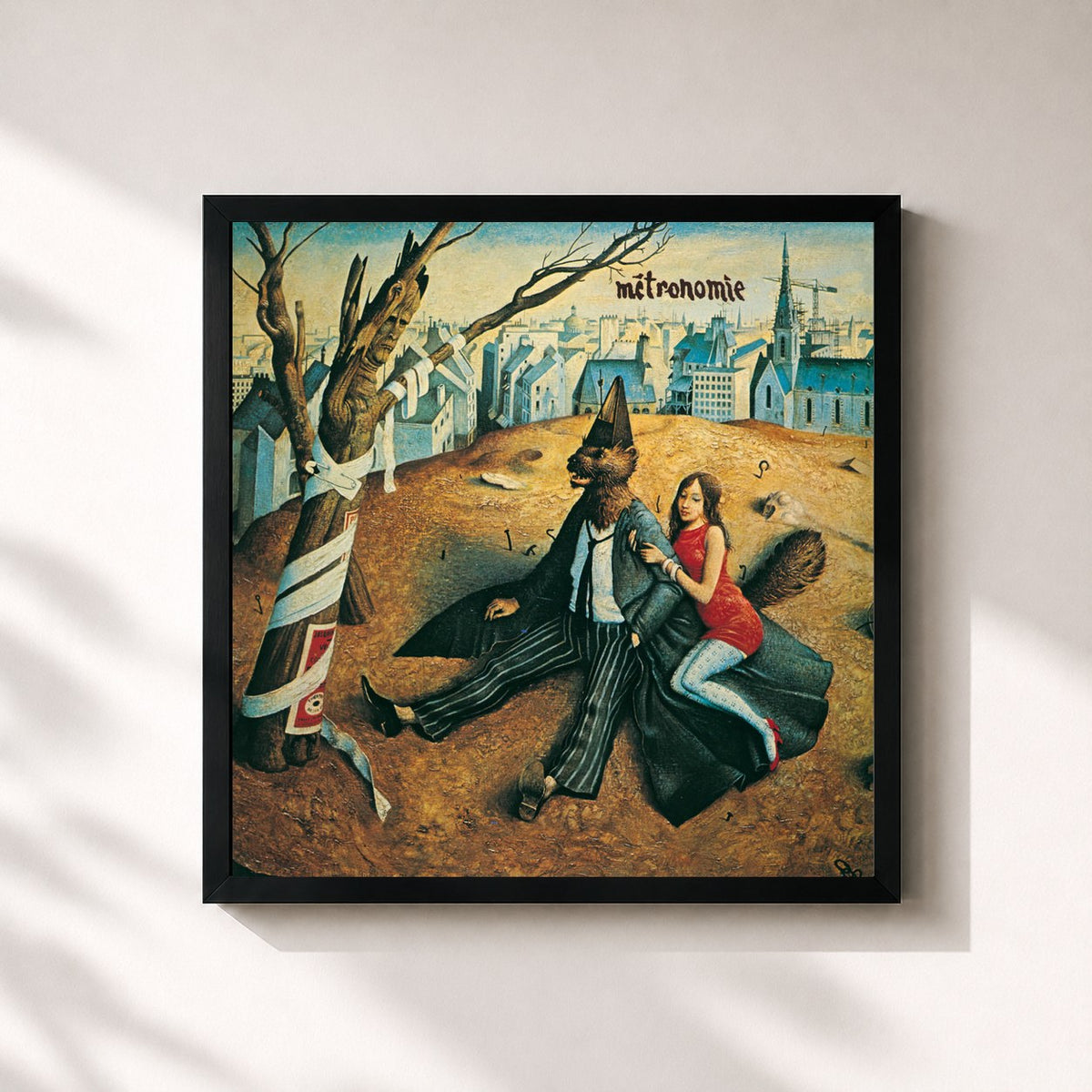 #noir Tableau carré de l'album Métronomie de Nino Ferrer, cadre noir 32x32 cm