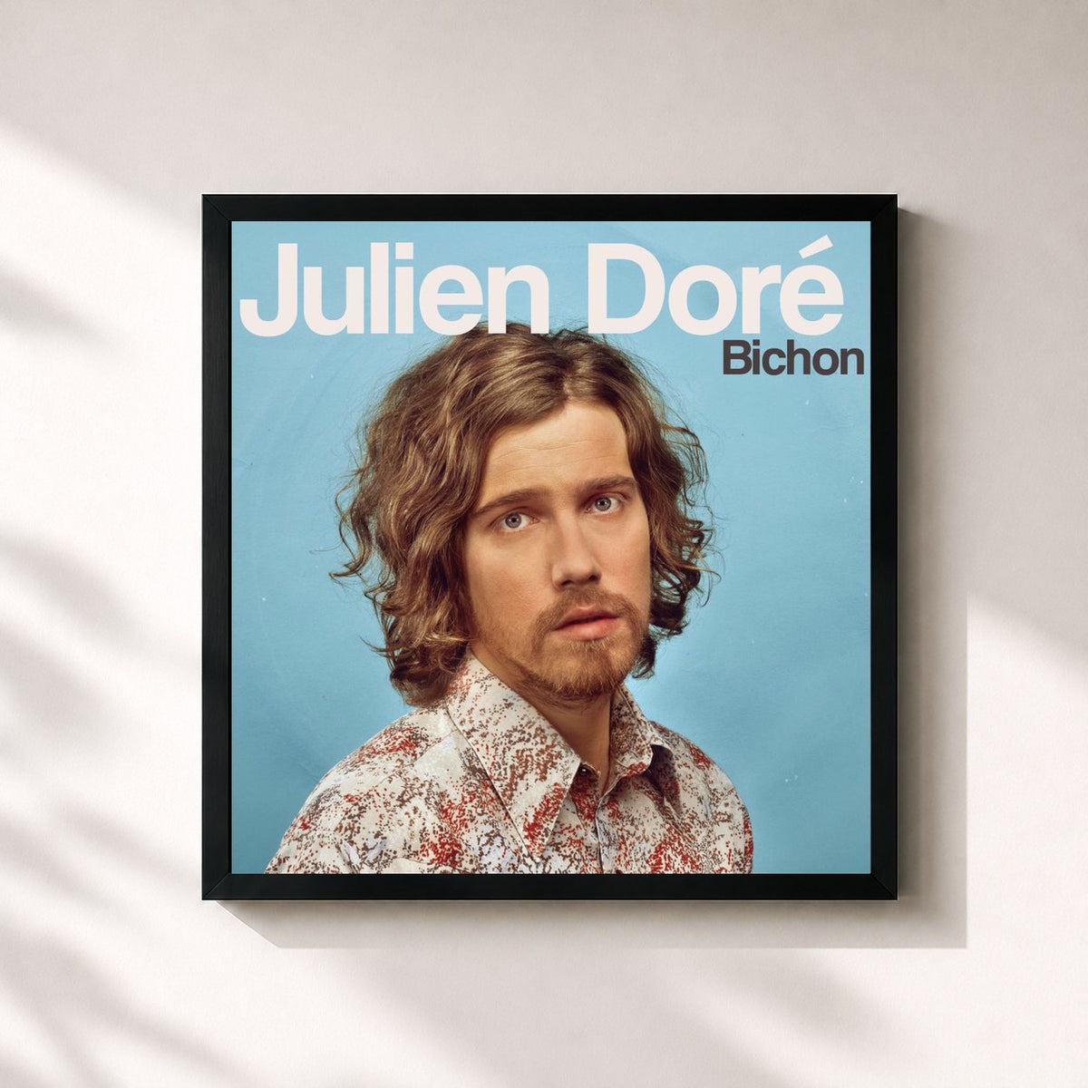 #noir Tableau carré de l'album Bichon de Julien Doré, cadre noir 32x32 cm