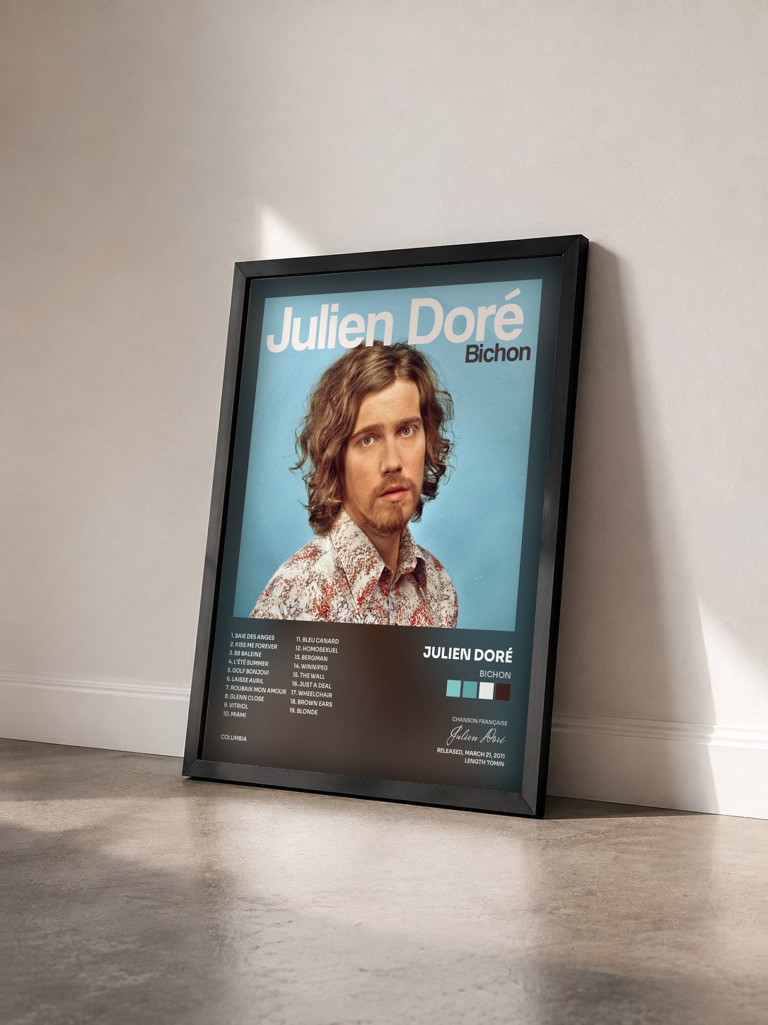 #noir Tableau de l'album Bichon de Julien Doré vu de trois quarts, cadre noir