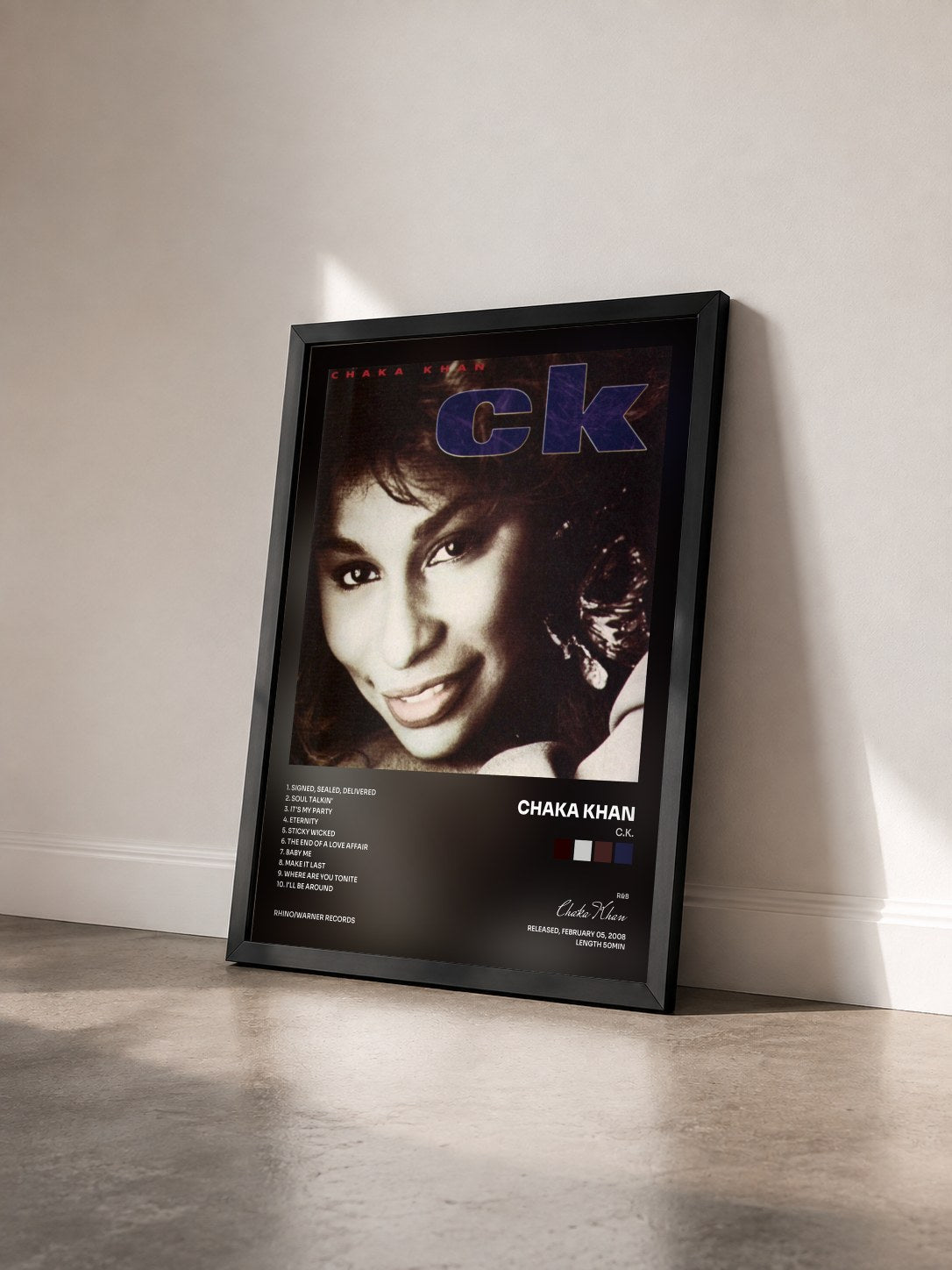 #noir Tableau de l'album C.K. de Chaka Khan vu de trois quarts, cadre noir