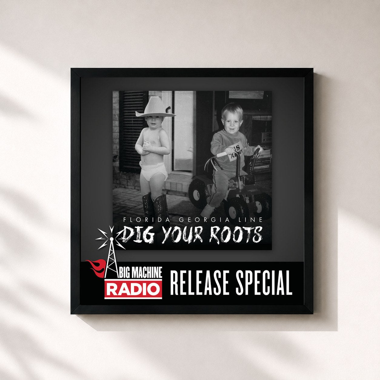 #noir Tableau carré de l'album Dig Your Roots (Big Machine Radio Release Special) de Florida Georgia Line, cadre noir 32x32 cm