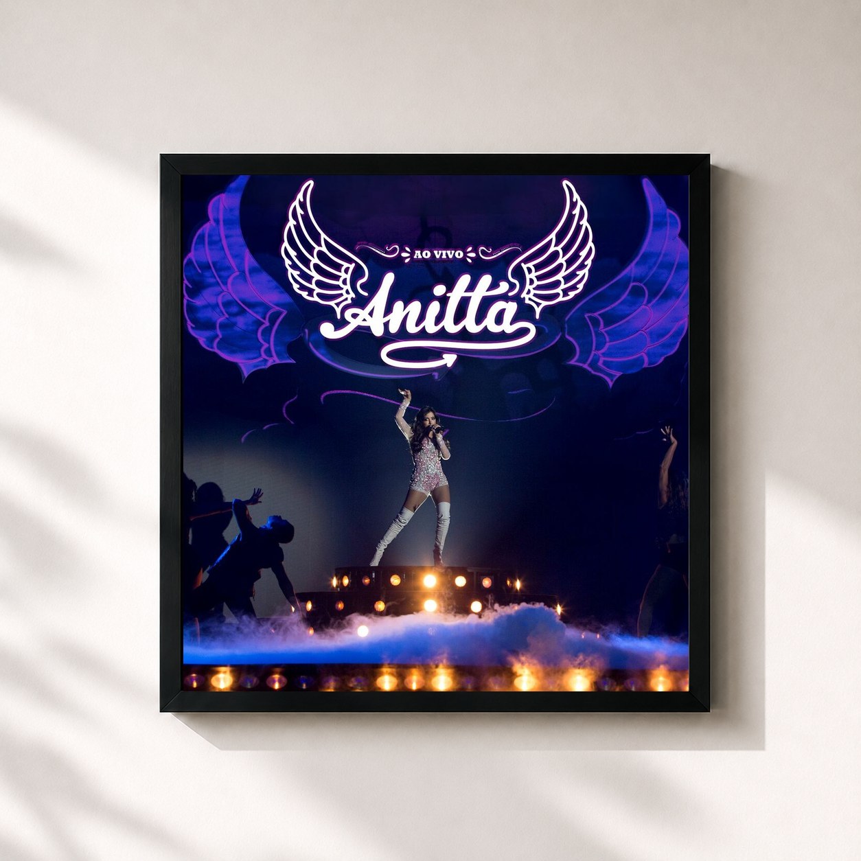 #noir Tableau carré de l'album Meu Lugar de Anitta, cadre noir 32x32 cm