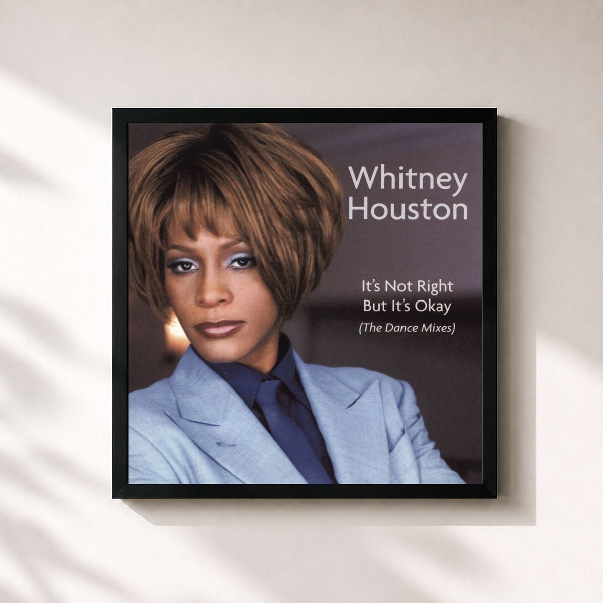 #noir Tableau carré de l'album Dance Vault Remixes - It's Not Right But It's Okay de Whitney Houston, cadre noir 32x32 cm