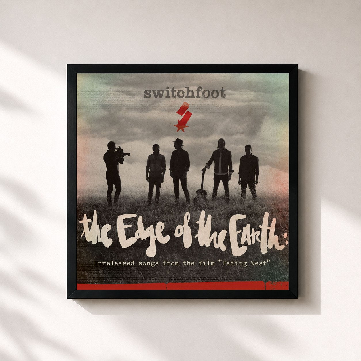 #noir Tableau carré de l'album The Edge of the Earth: Unreleased Songs from the Film "Fading West" de Switchfoot, cadre noir 32x32 cm