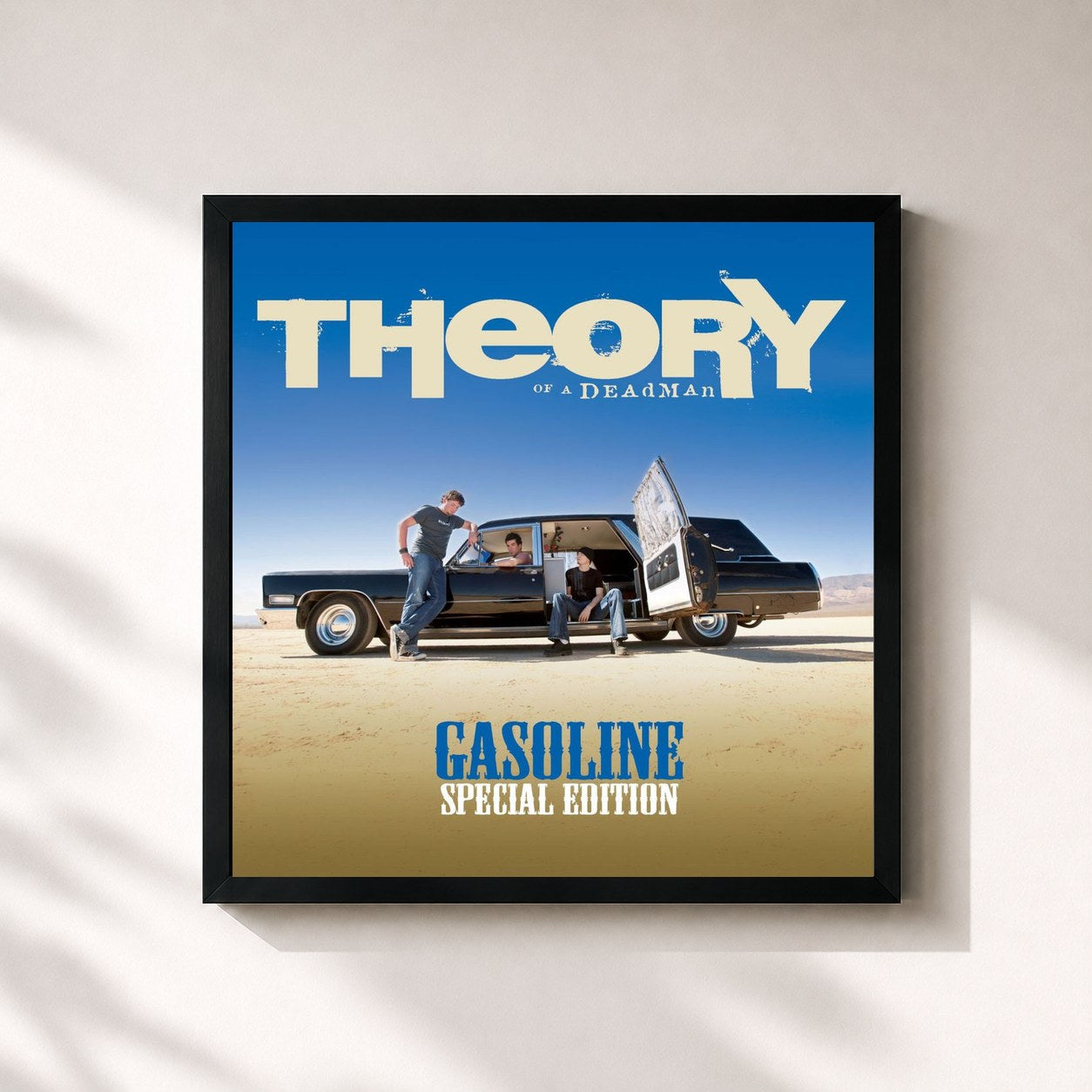 #noir Tableau carré de l'album Gasoline (Special Edition) de Theory of a Deadman, cadre noir 32x32 cm
