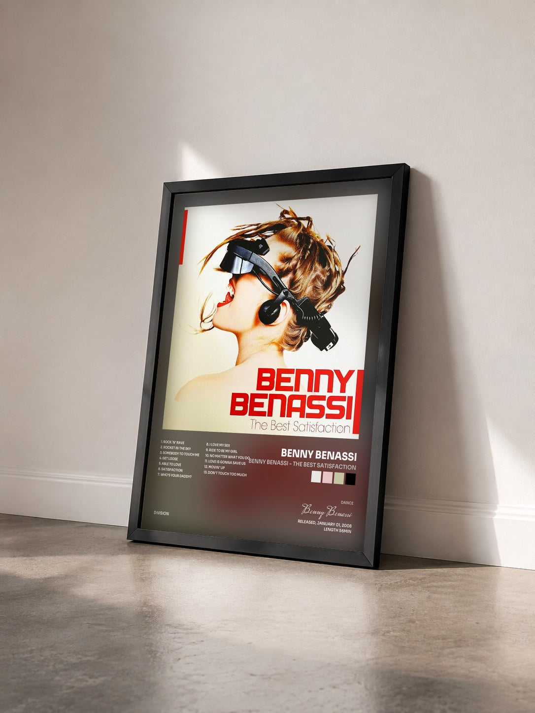 #noir Tableau de l'album Benny Benassi - The Best Satisfaction de Benny Benassi vu de trois quarts, cadre noir