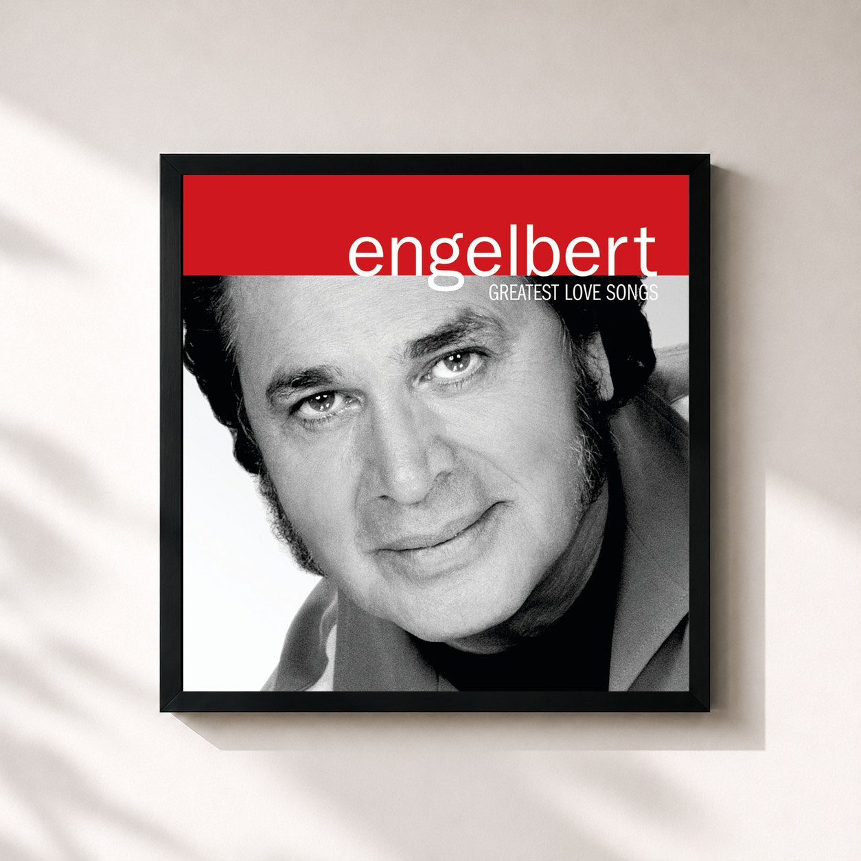 #noir Tableau carré de l'album Greatest Love Songs de Engelbert Humperdinck, cadre noir 32x32 cm