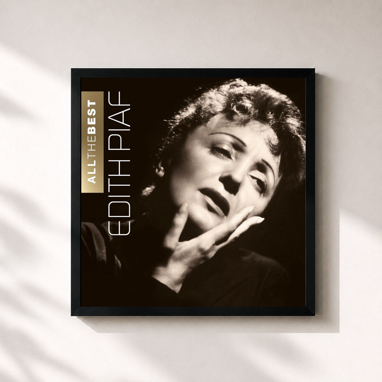 #noir Tableau carré de l'album Edith Piaf - All The Best de Edith Piaf, cadre noir 32x32 cm