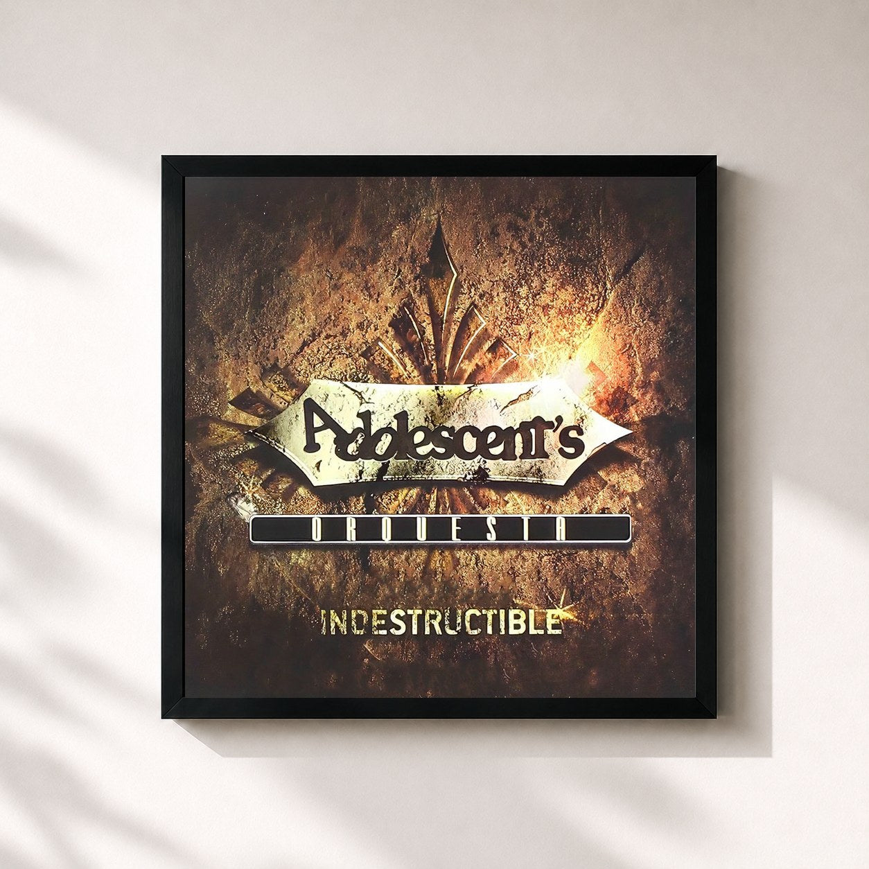 #noir Tableau carré de l'album Indestructible de Adolescent's Orquesta, cadre noir 32x32 cm