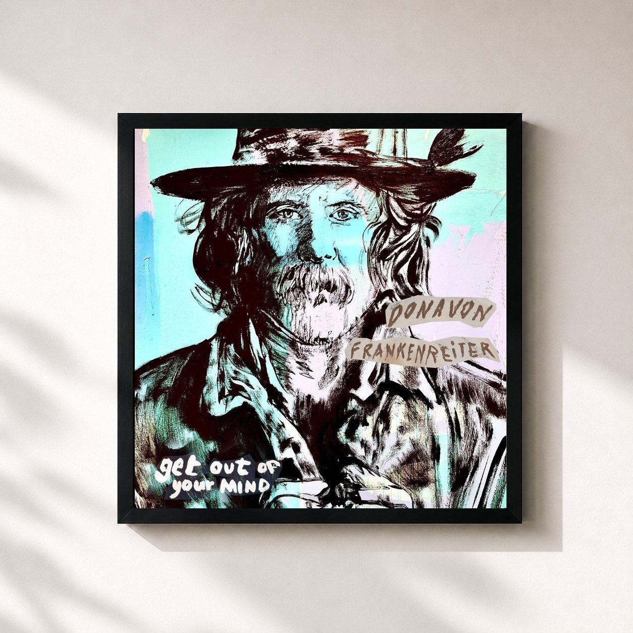 #noir Tableau carré de l'album Get Outta Your Mind de Donavon Frankenreiter, cadre noir 32x32 cm