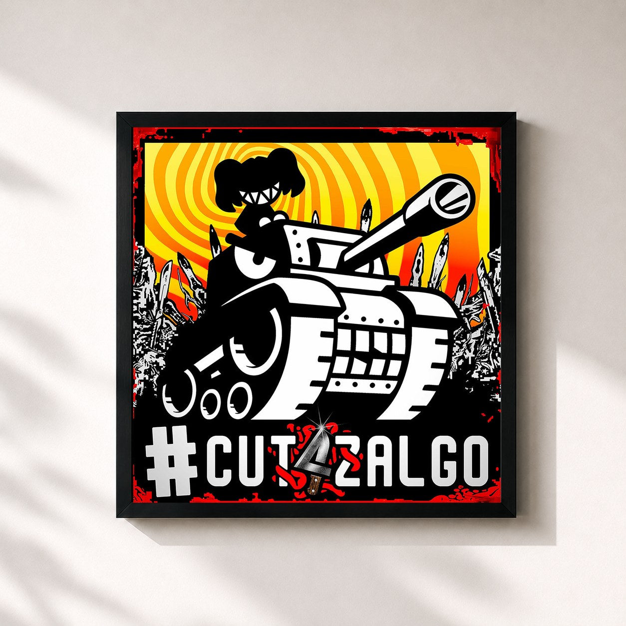 #noir Tableau carré de l'album #CUT4̟͎̇̇̍͢Z̷҈͎͐͑͗Ằ̷̳̟̟͎̩͌̿̄̄̍̀͜L̴̘̙̘̞̄̄̇҃⃑͡G̸҉҉̣͉̈́Ọ̴̩́̄̇̍͘ de Ptite Soeur, cadre noir 32x32 cm