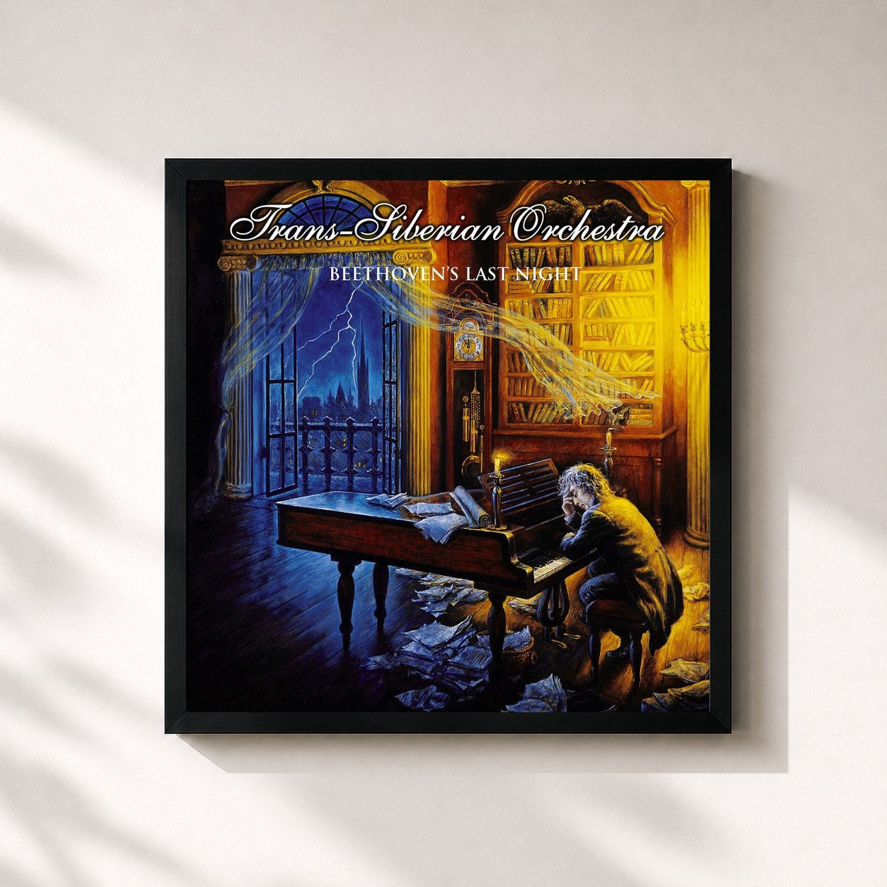#noir Tableau carré de l'album Beethoven's Last Night de Trans-Siberian Orchestra, cadre noir 32x32 cm
