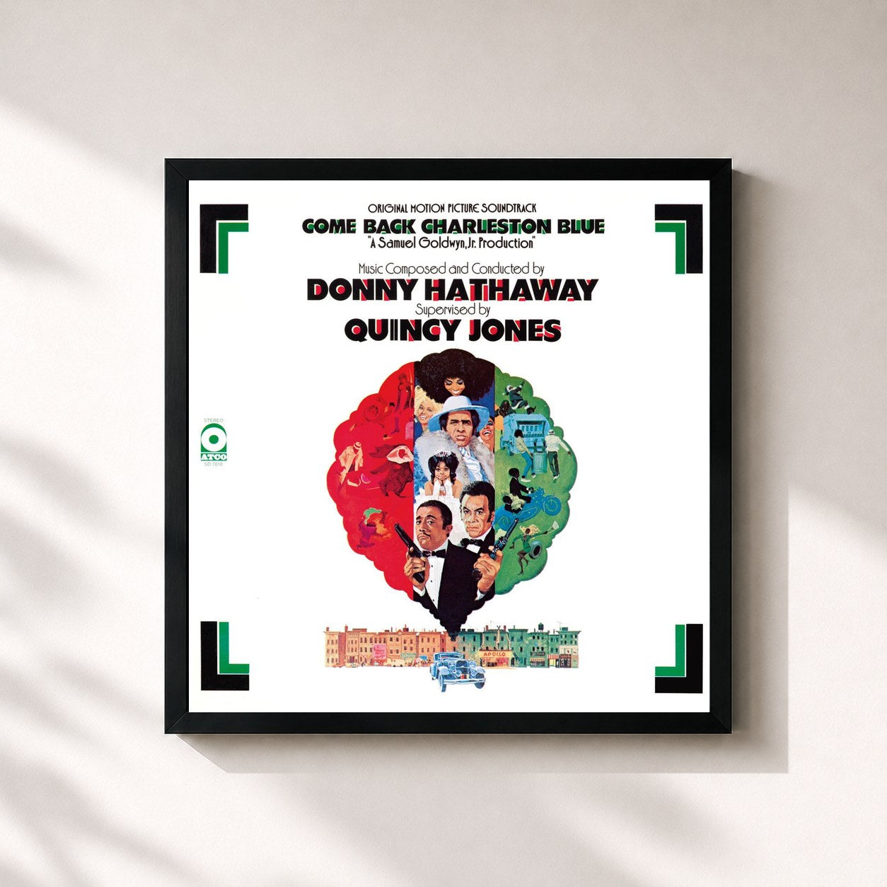 #noir Tableau carré de l'album Come Back Charleston Blue Original Soundtrack (Remastered & Expanded Edition) de Donny Hathaway, cadre noir 32x32 cm