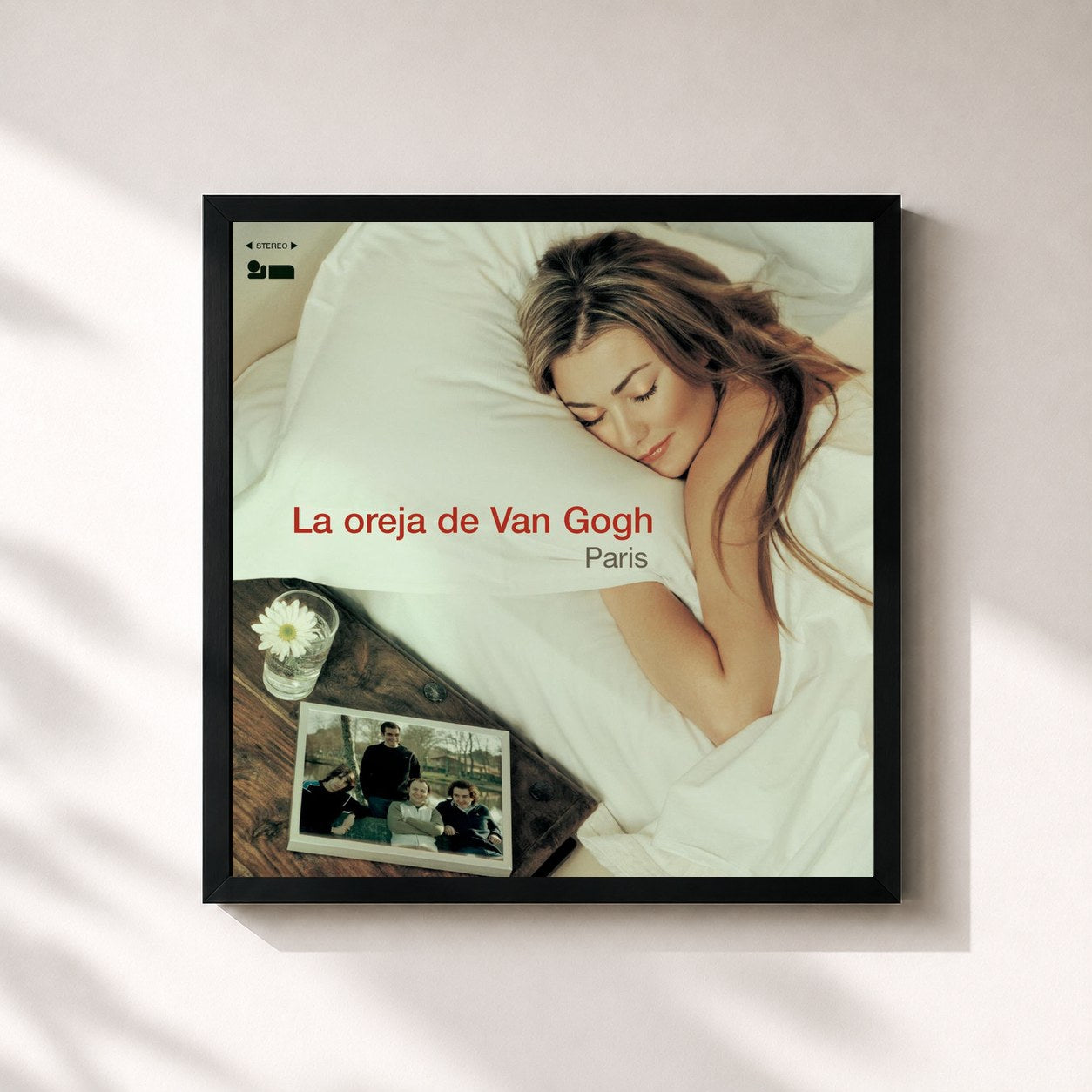 #noir Tableau carré de l'album París de La Oreja de Van Gogh, cadre noir 32x32 cm