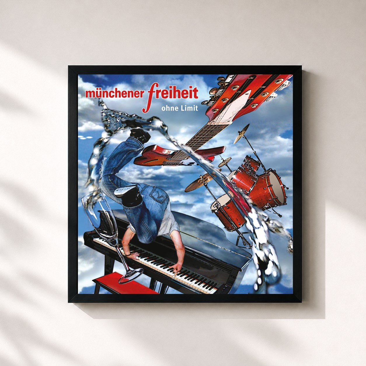 #noir Tableau carré de l'album Ohne Limit de Münchener Freiheit, cadre noir 32x32 cm