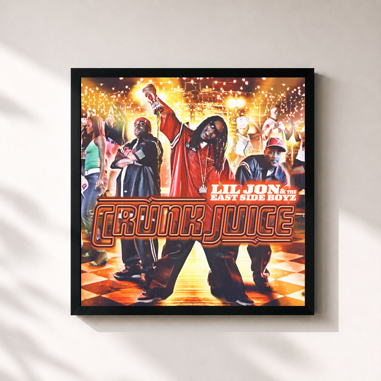 #noir Tableau carré de l'album Crunk Juice (Clean) de Lil Jon & The East Side Boyz, cadre noir 32x32 cm