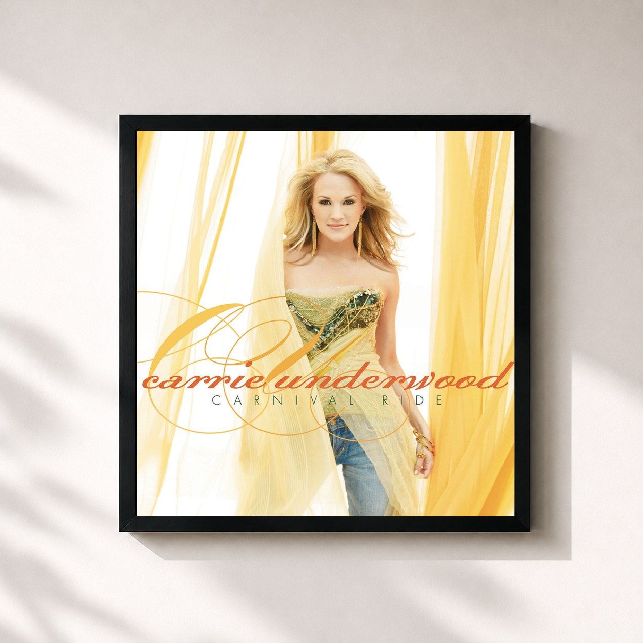 #noir Tableau carré de l'album Carnival Ride de Carrie Underwood, cadre noir 32x32 cm