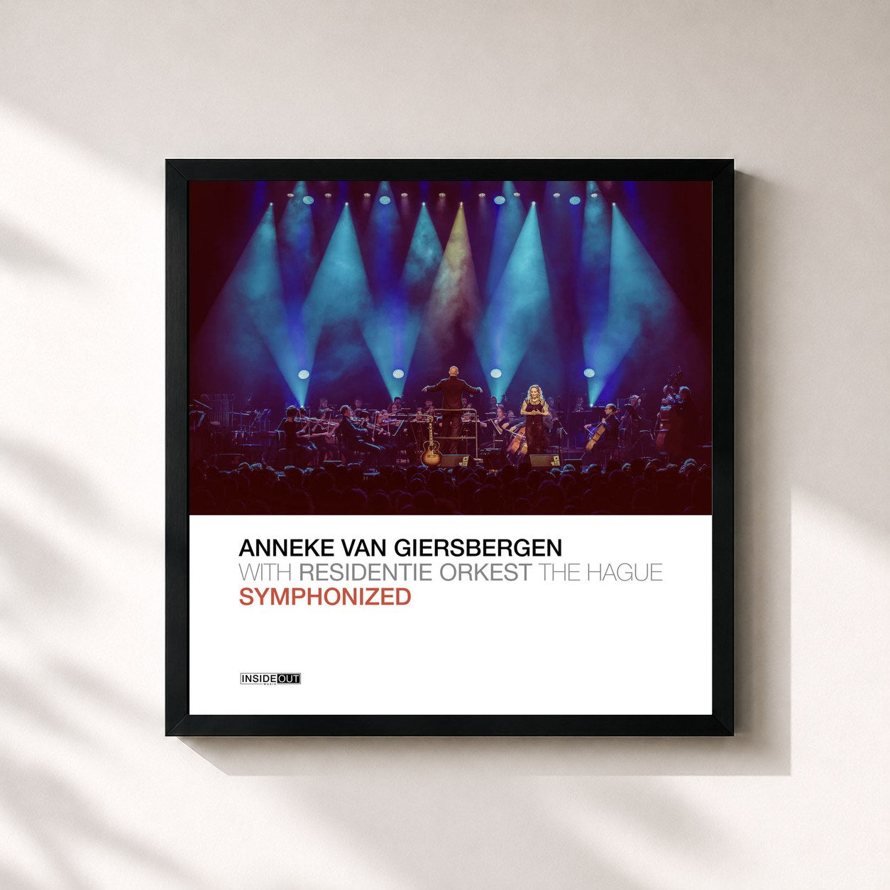 #noir Tableau carré de l'album Symphonized de Anneke van Giersbergen, cadre noir 32x32 cm