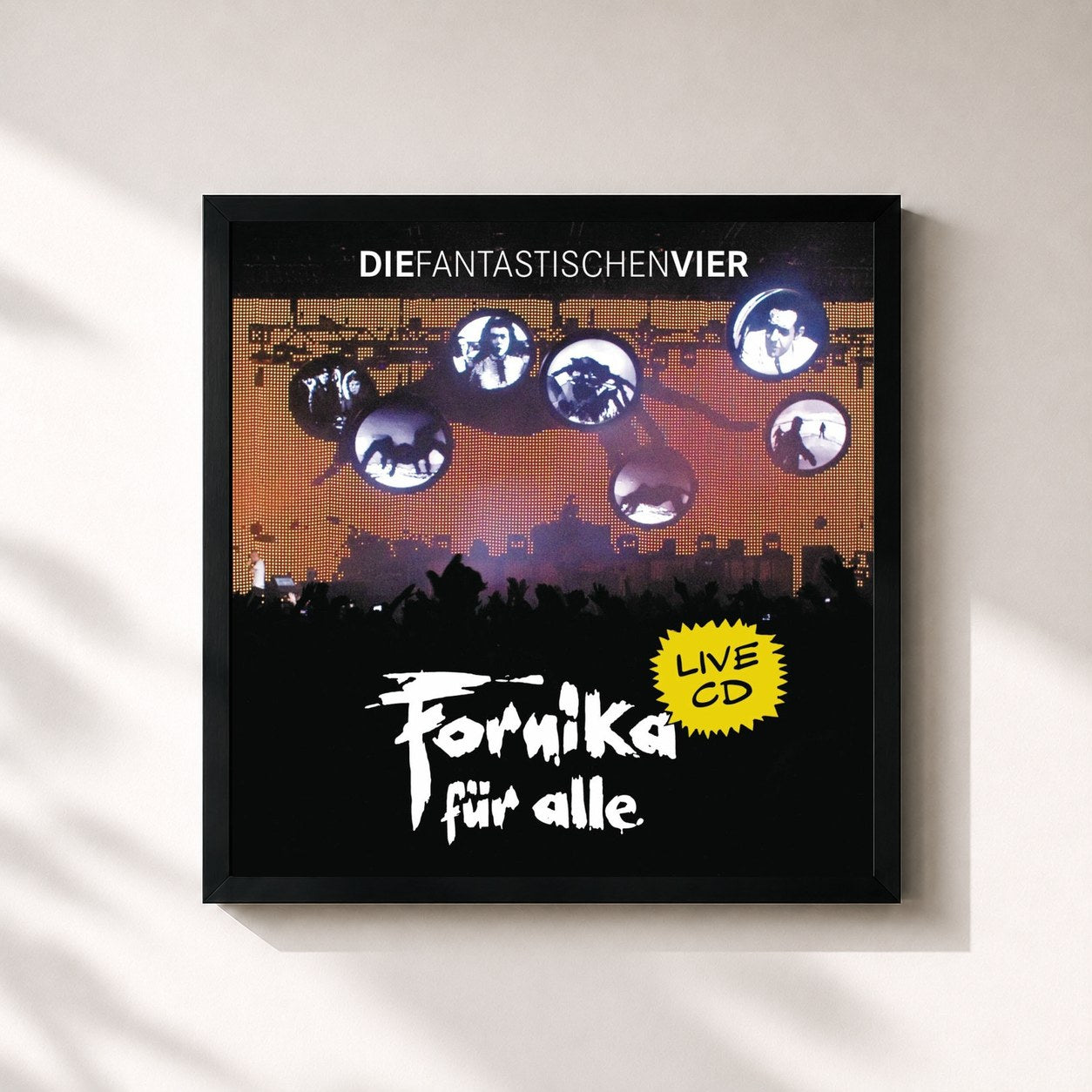 #noir Tableau carré de l'album Fornika für alle de Die Fantastischen Vier, cadre noir 32x32 cm