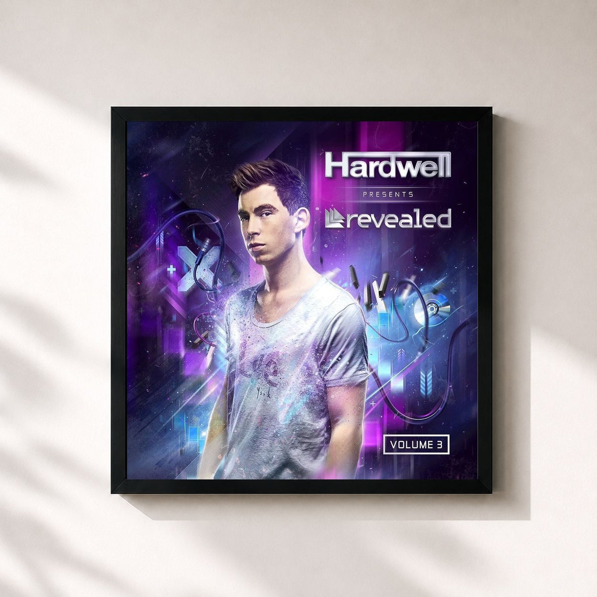 #noir Tableau carré de l'album Hardwell Presents Revealed Vol 3 de Hardwell, cadre noir 32x32 cm
