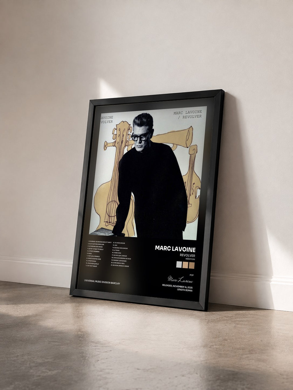 #noir Revolver (Réédition) de Marc Lavoine en lámina enmarcada vista de tres cuartos, marco negro