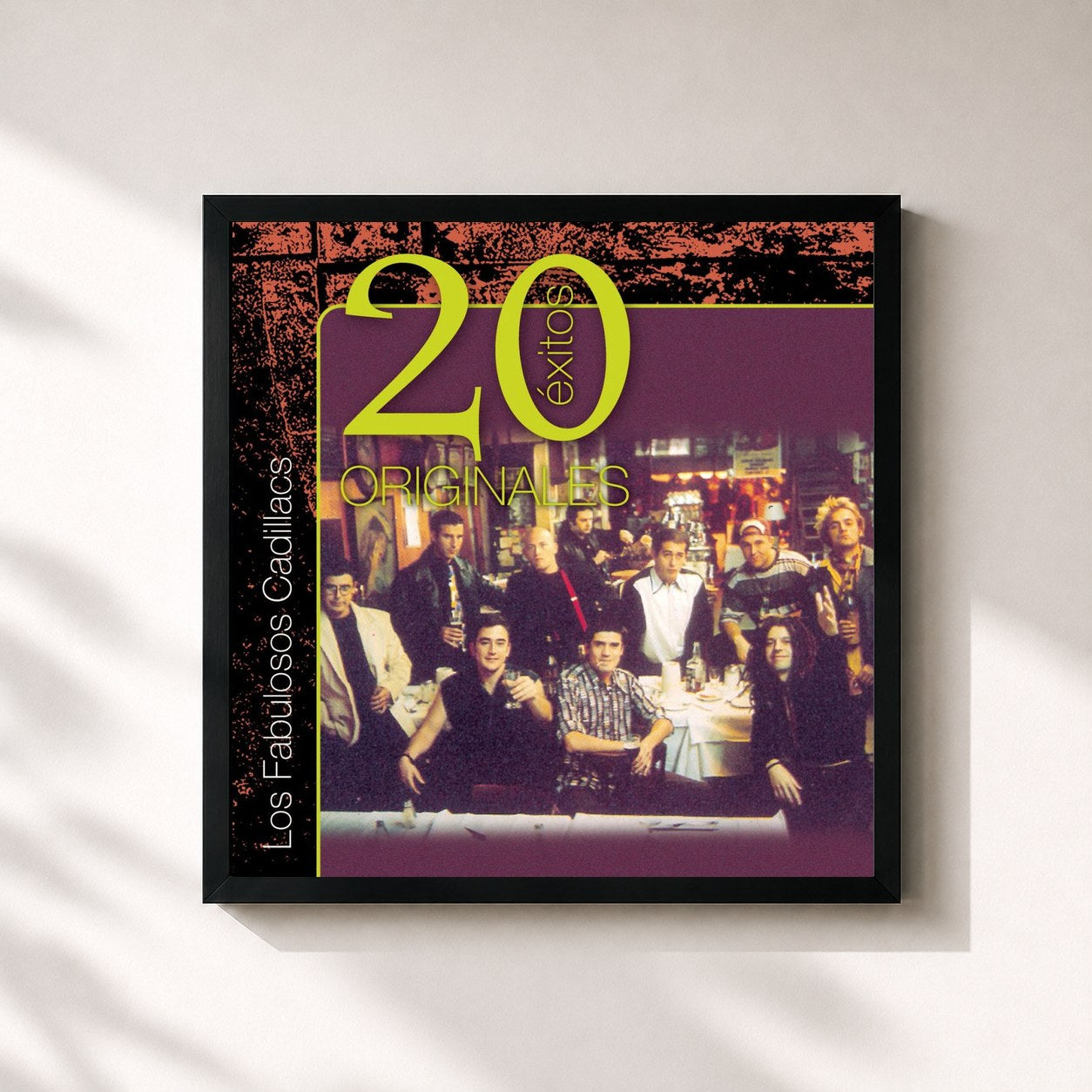 #noir Tableau carré de l'album Originales - 20 Exitos de Los Fabulosos Cadillacs, cadre noir 32x32 cm